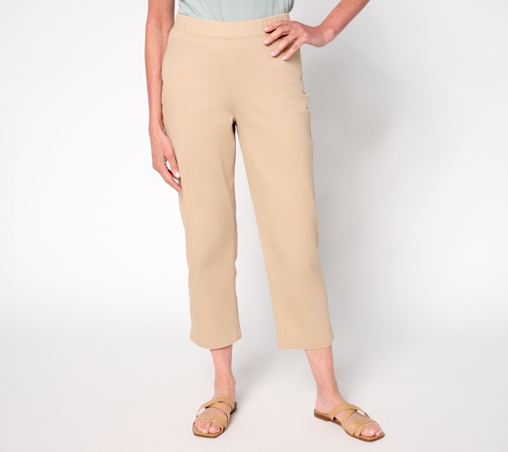 Denim & Co. Petite Twill Straight Leg Crop Pant