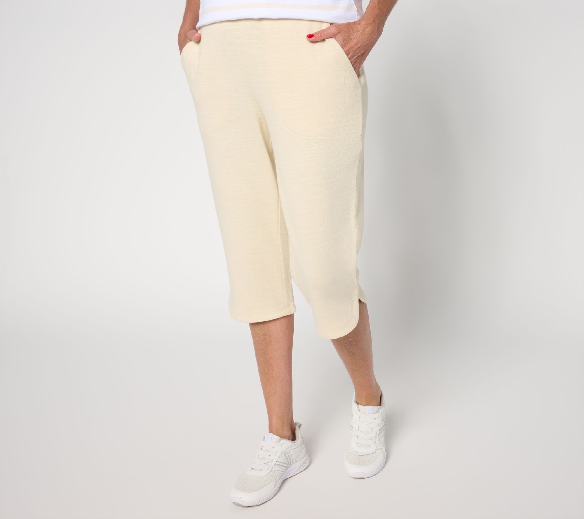 Denim & Co. Active Regular Textured Cotton Skimmer with Curved Hem
