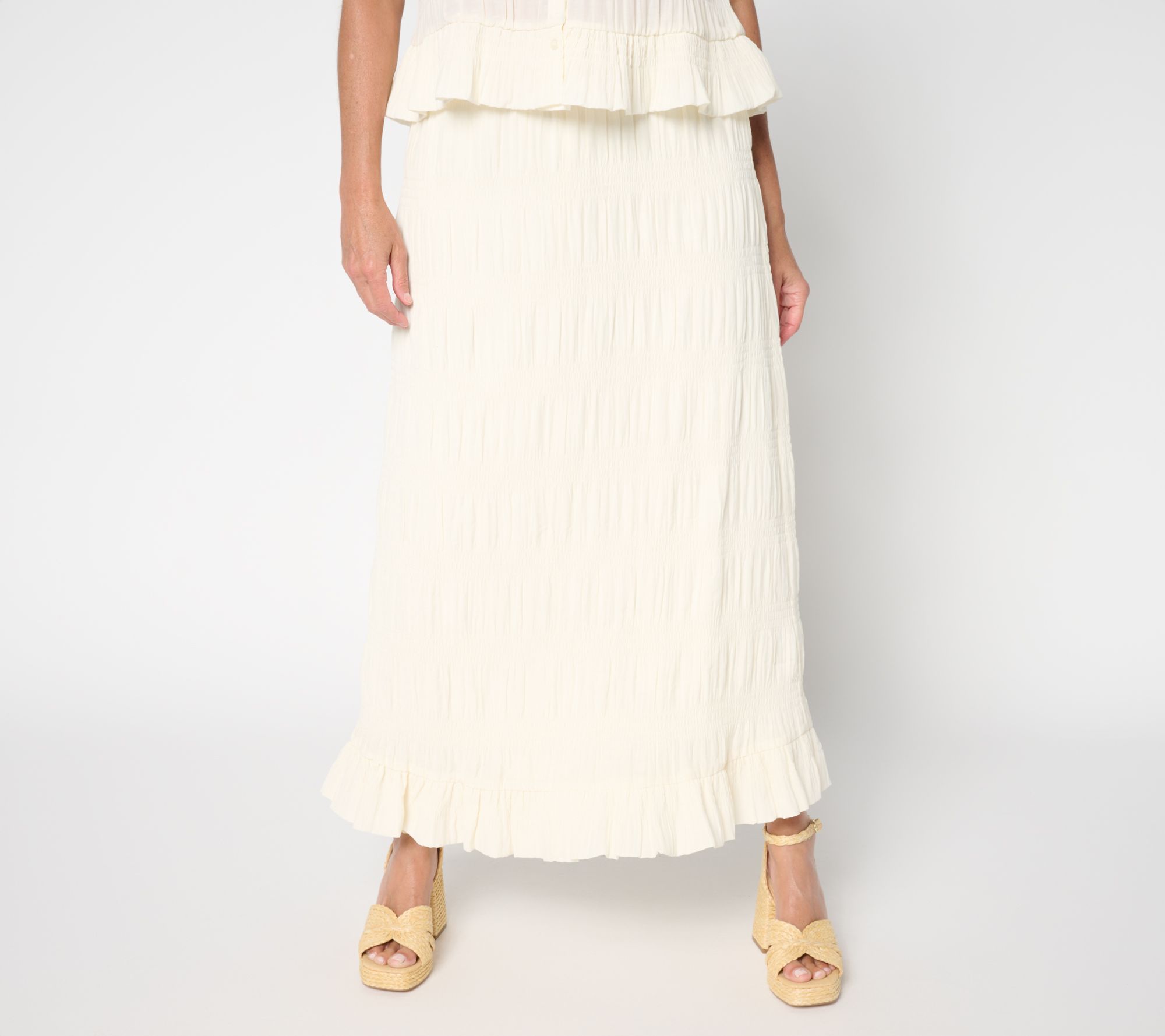 Me by Jennie Garth Petite Smocked Southampton Maxi Skirt