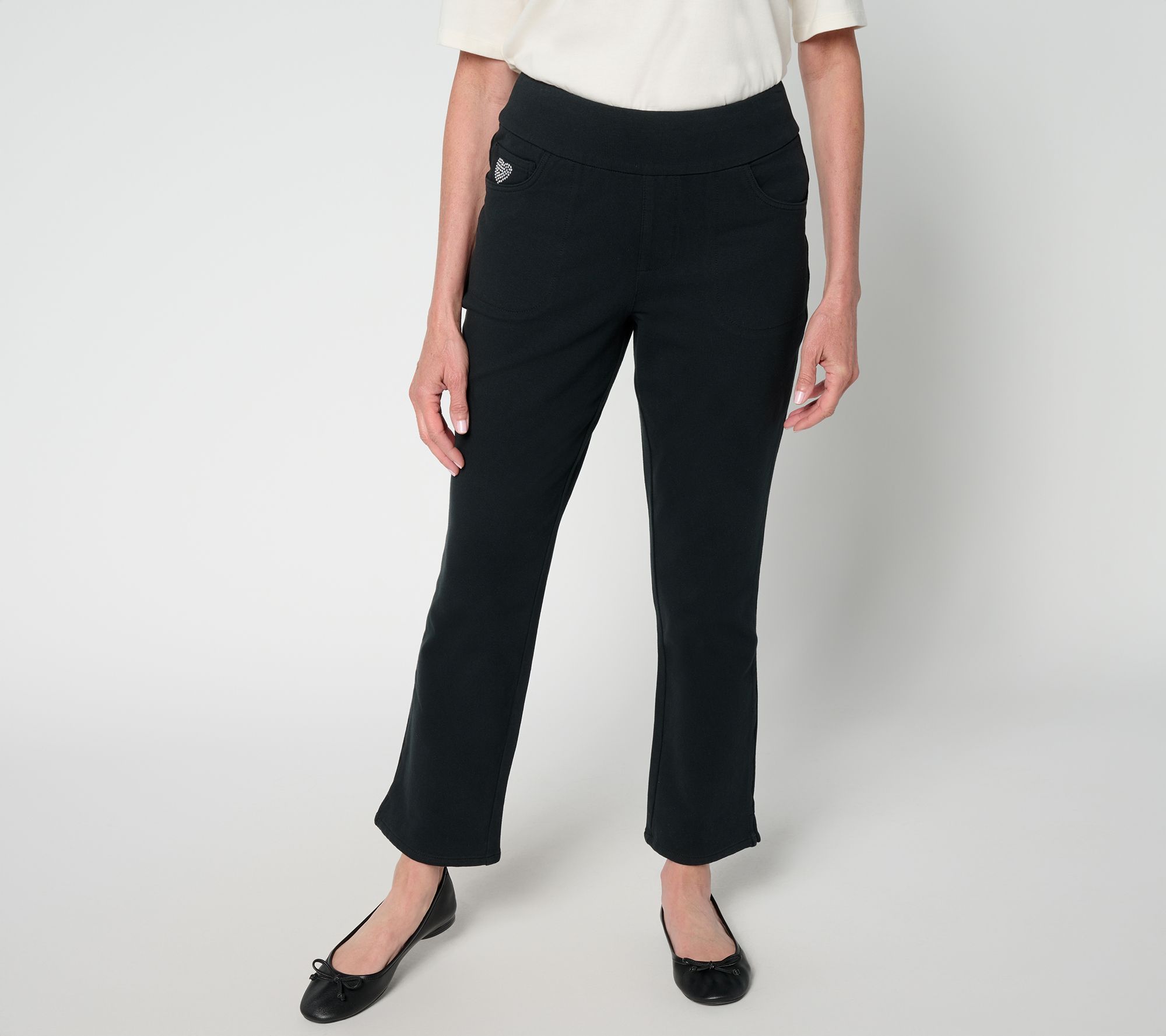 Quacker Factory DreamJeannes Regular Flat Waist Straight Leg Ankle Pants