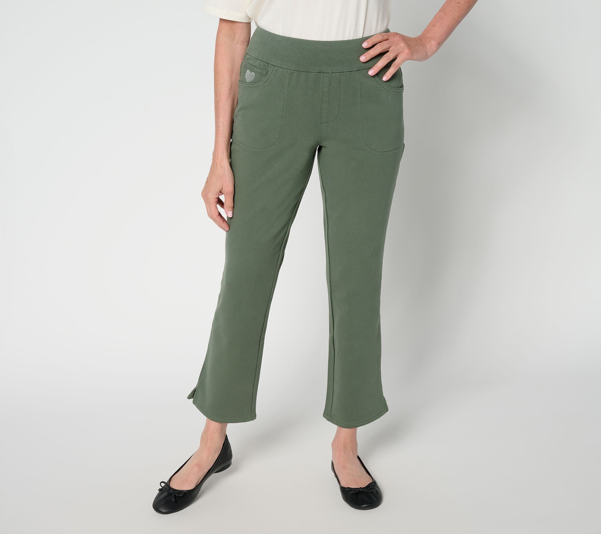 Quacker Factory DreamJeannes Regular Flat Waist Straight Leg Ankle Pants