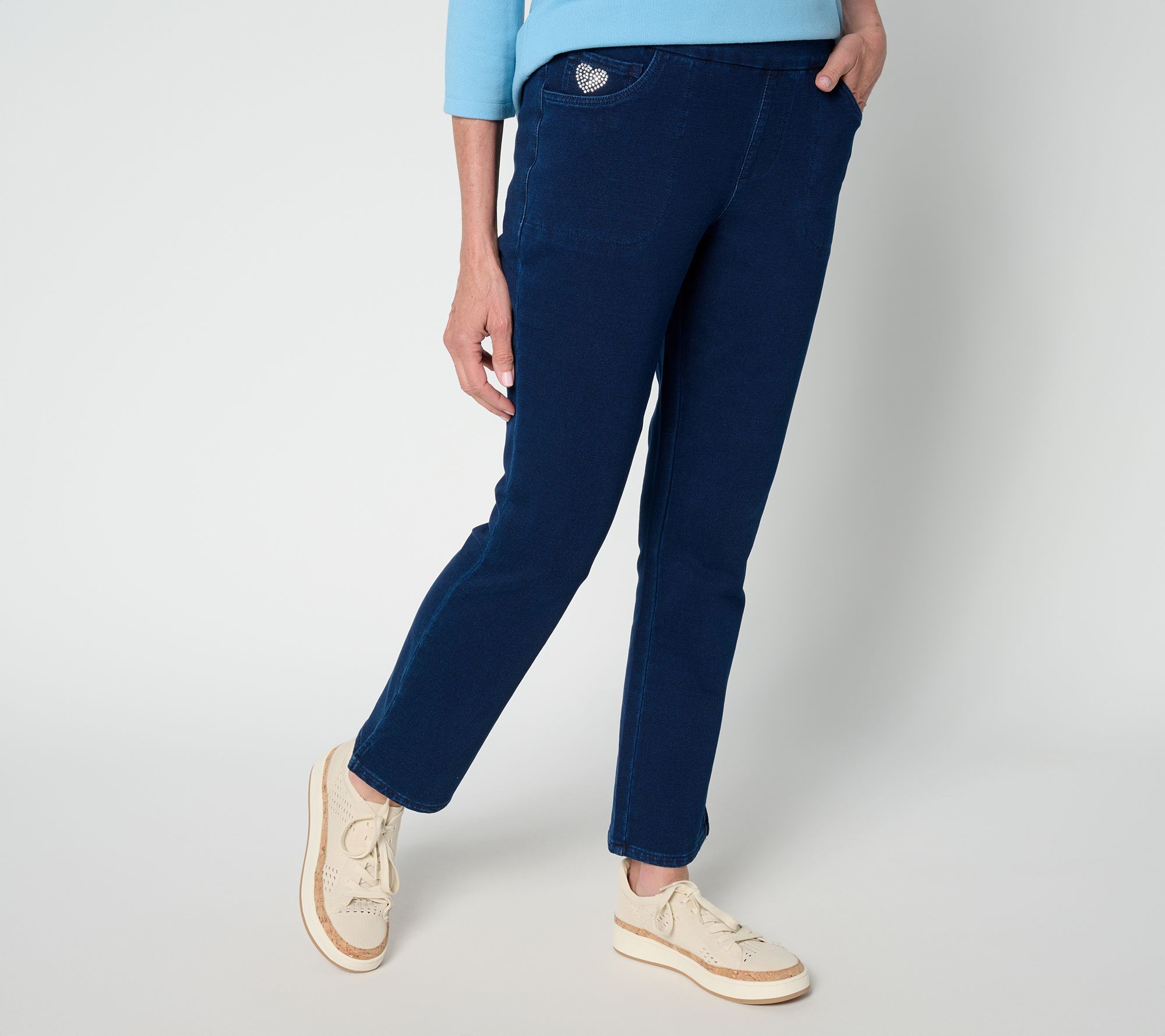 Quacker Factory DreamJeannes Regular Flat Waist Straight Leg Ankle Pants