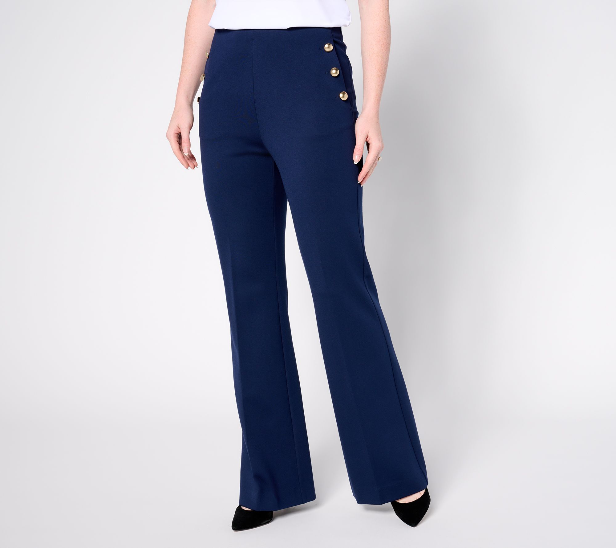 "As Is" Susan Graver Regular Smart Ponte 350 High Waist Boot Cut Pants