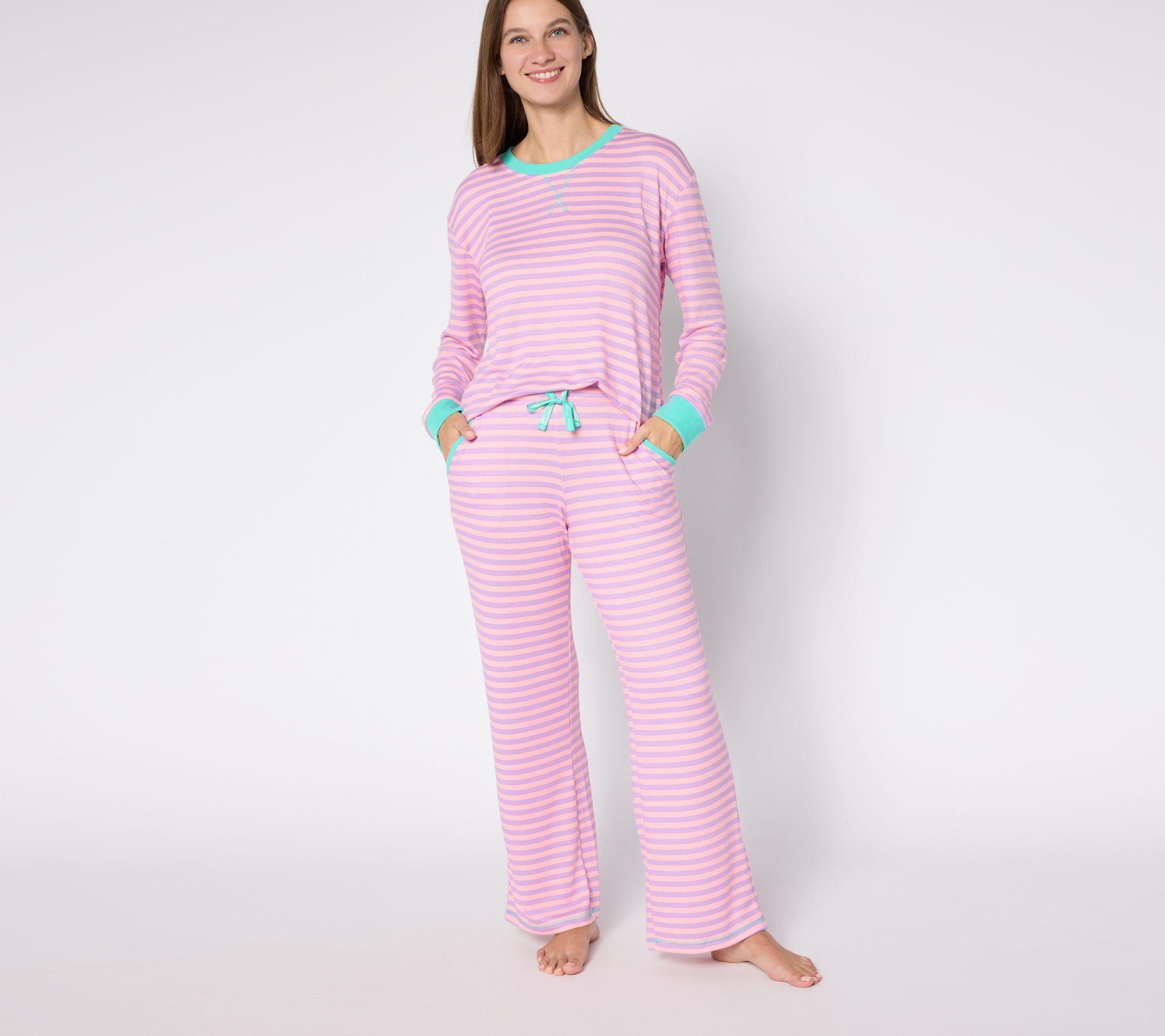 MUK LUKS Butter Knit Striped Lounge Set
