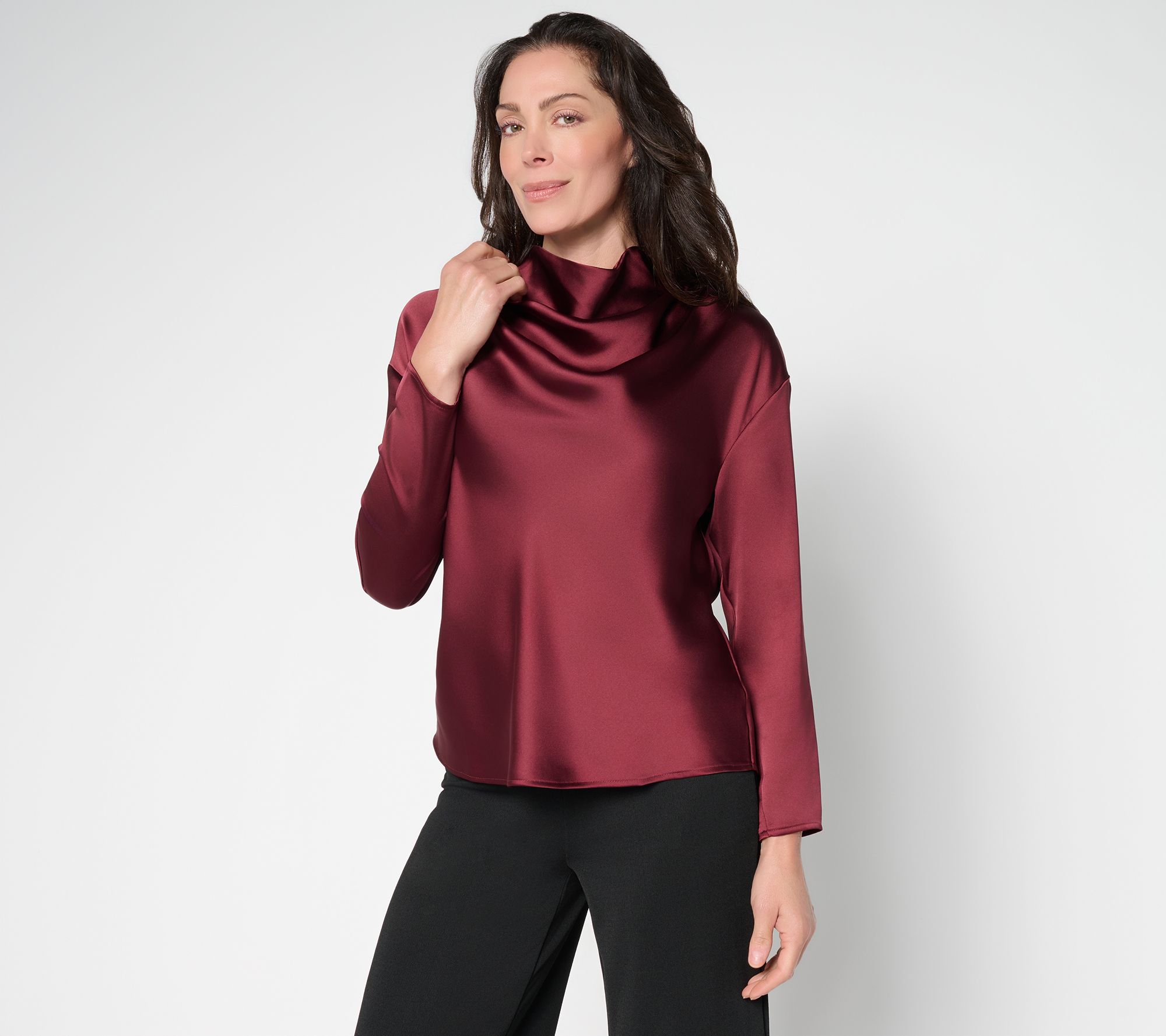Me by Jennie Garth Rockefeller Cowl Neck Satin Blouse