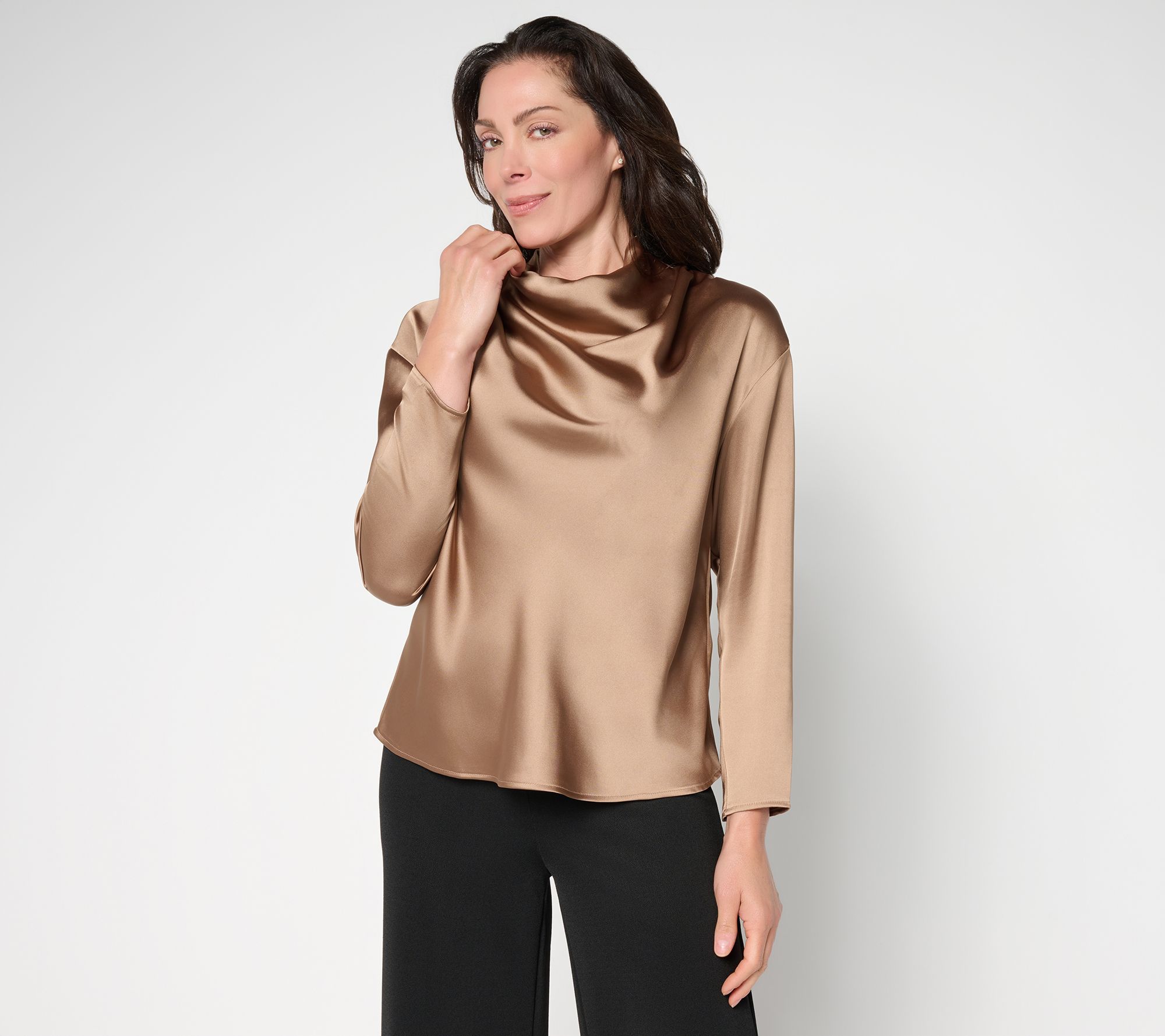 Me by Jennie Garth Rockefeller Cowl Neck Satin Blouse