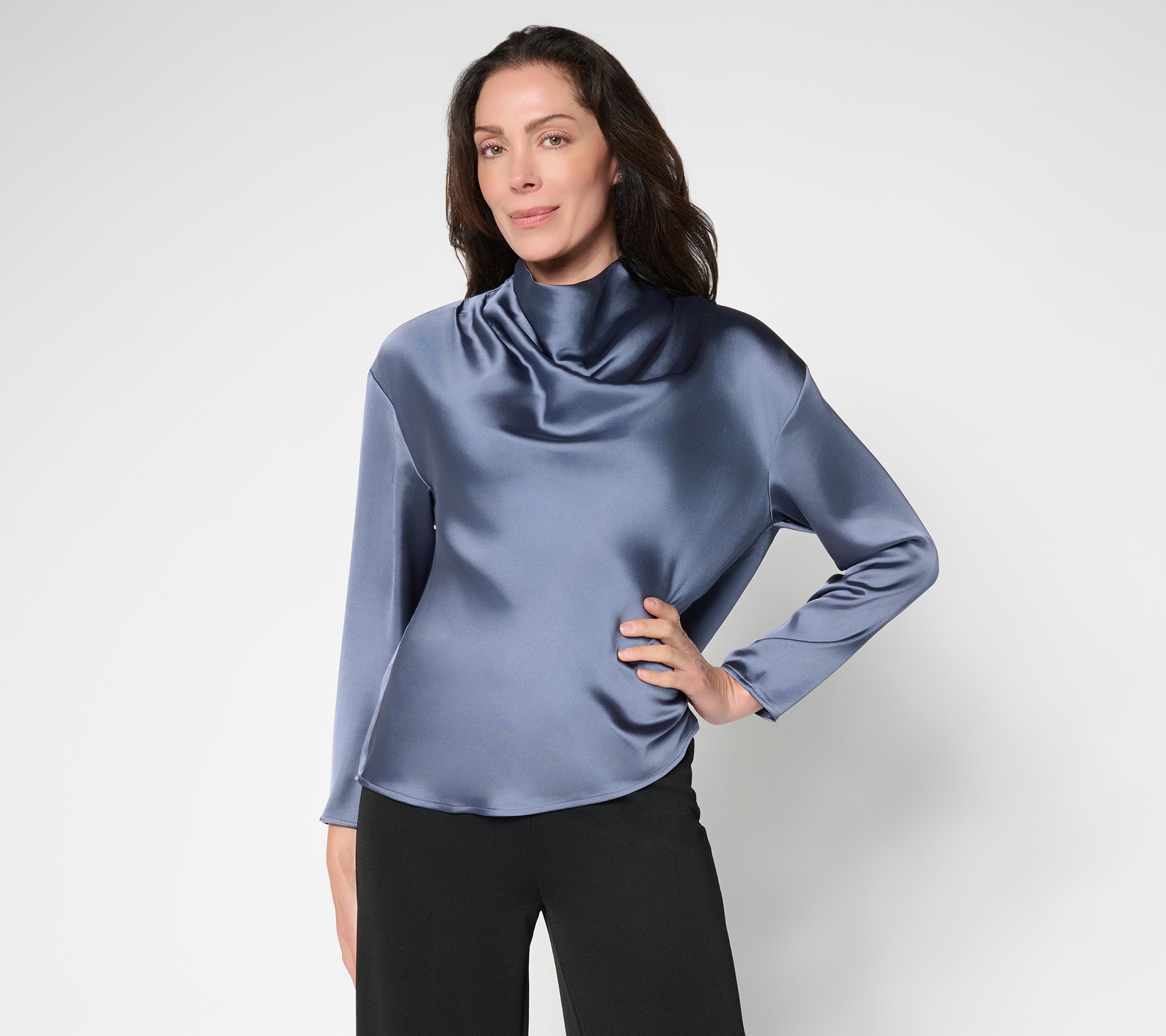 Me by Jennie Garth Rockefeller Cowl Neck Satin Blouse