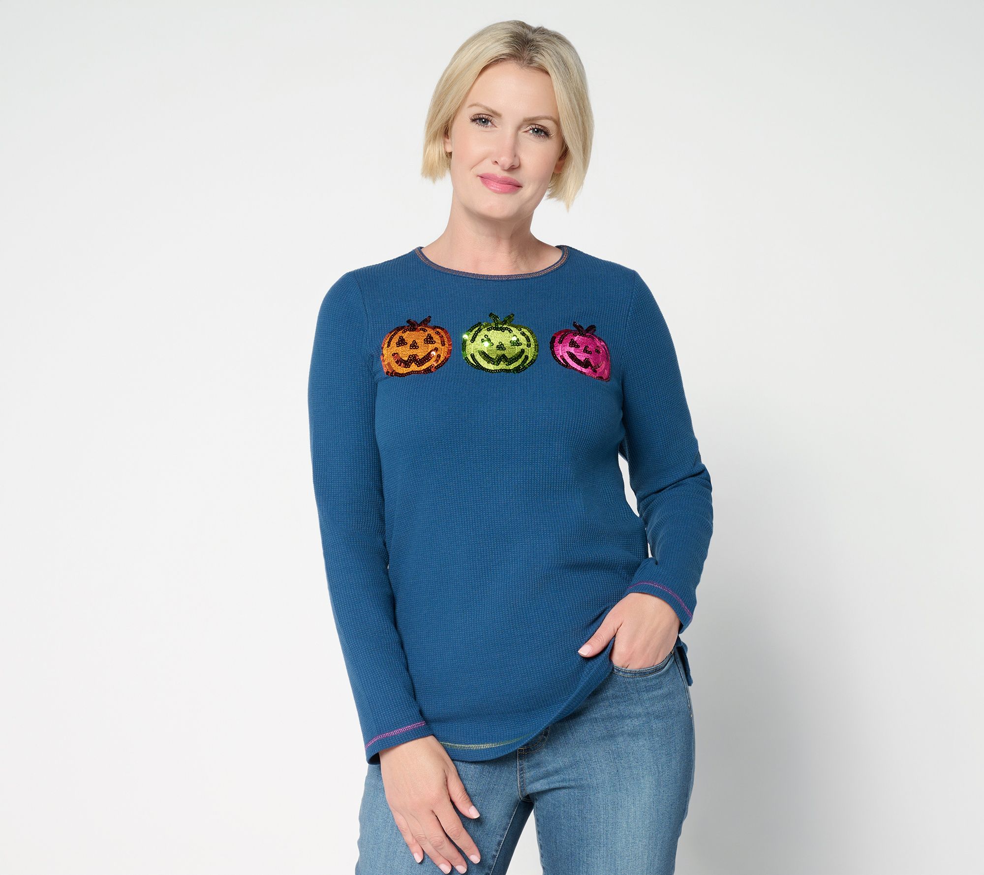 Quacker Factory Triple Treat Waffle Contrast Trim Top