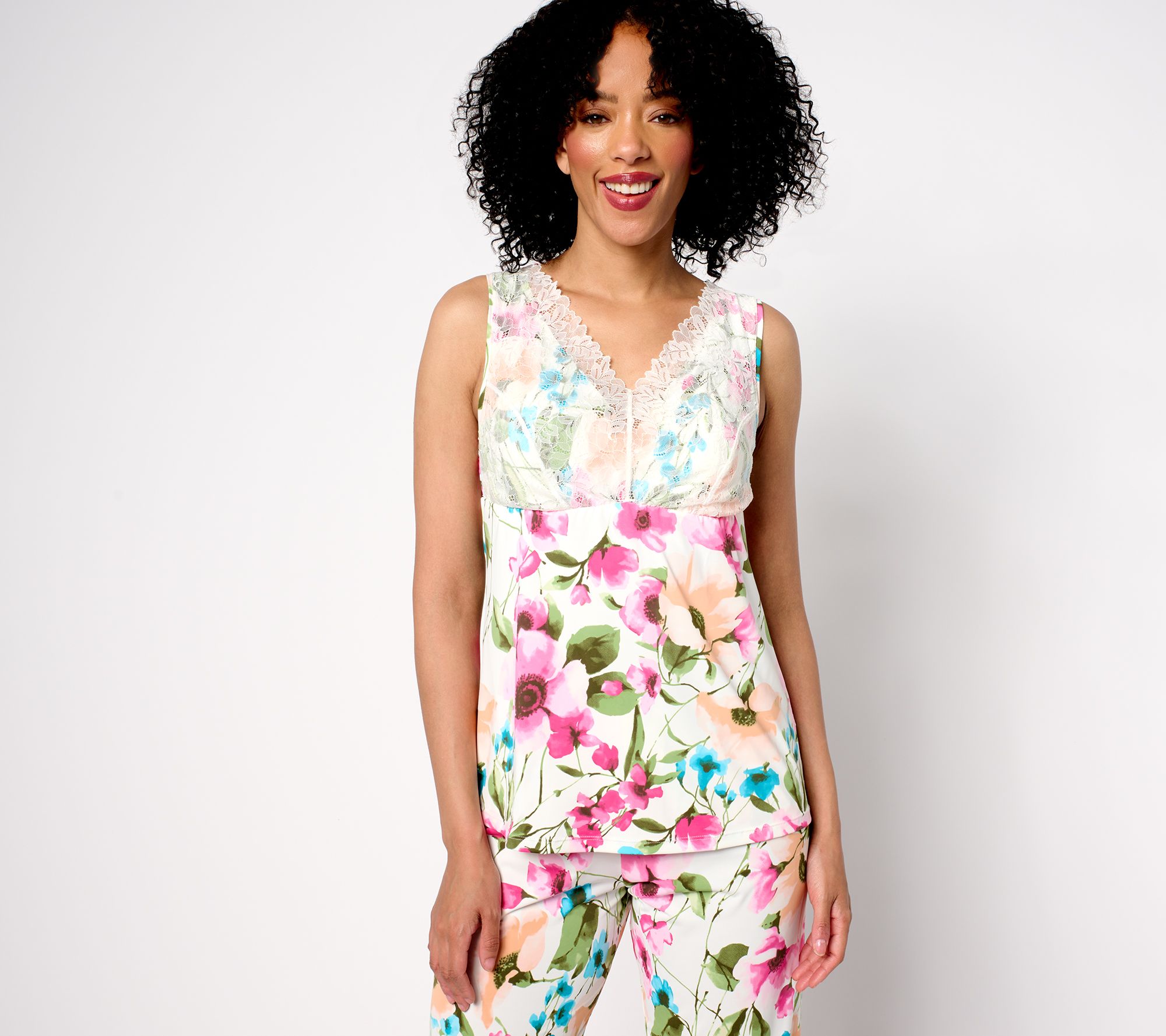 "As Is" Breezies Lounge Lace Camisole with Built-in Bra