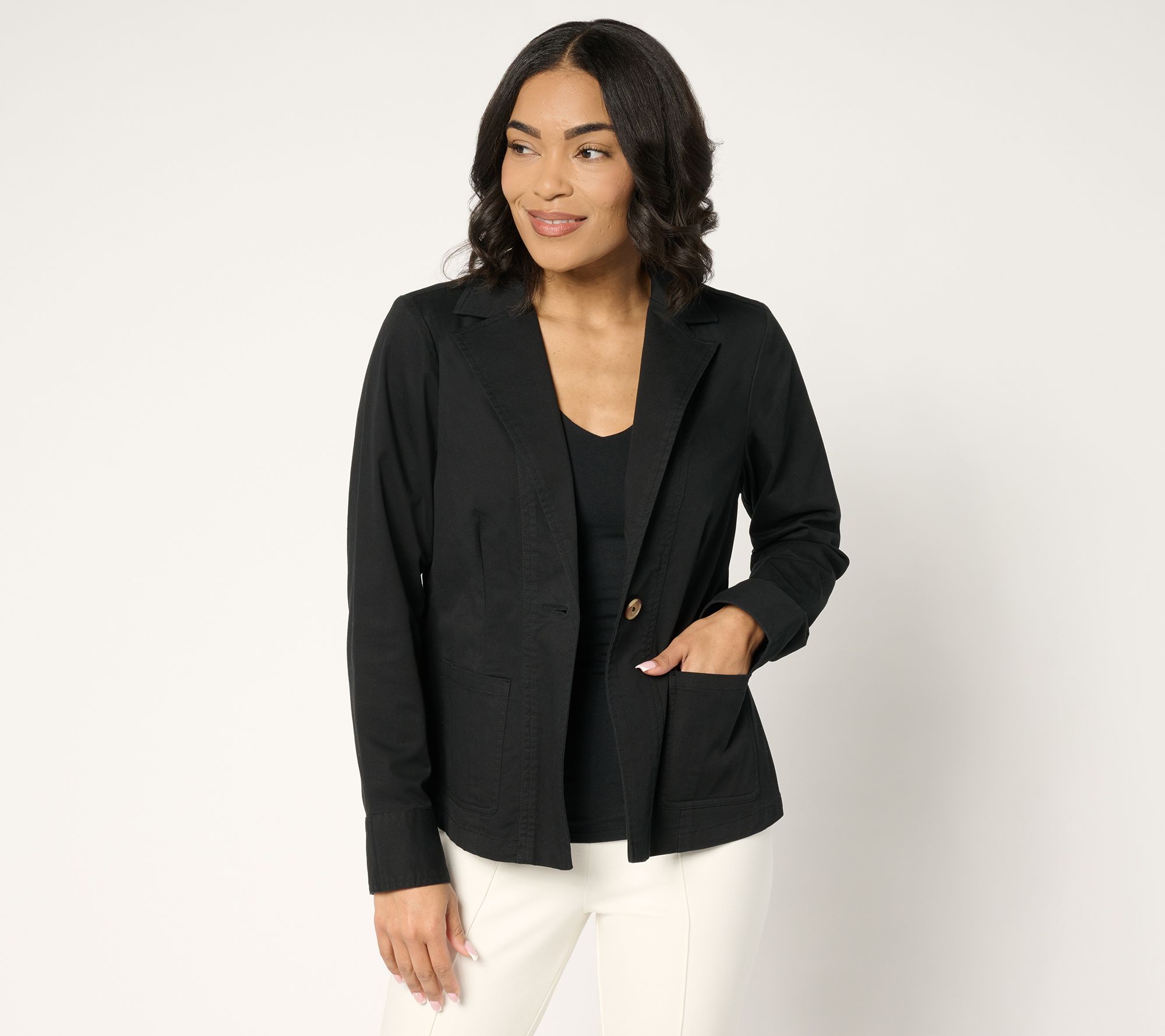 "As Is" Joan Rivers Regular Signature Twill Cinched Back Blazer
