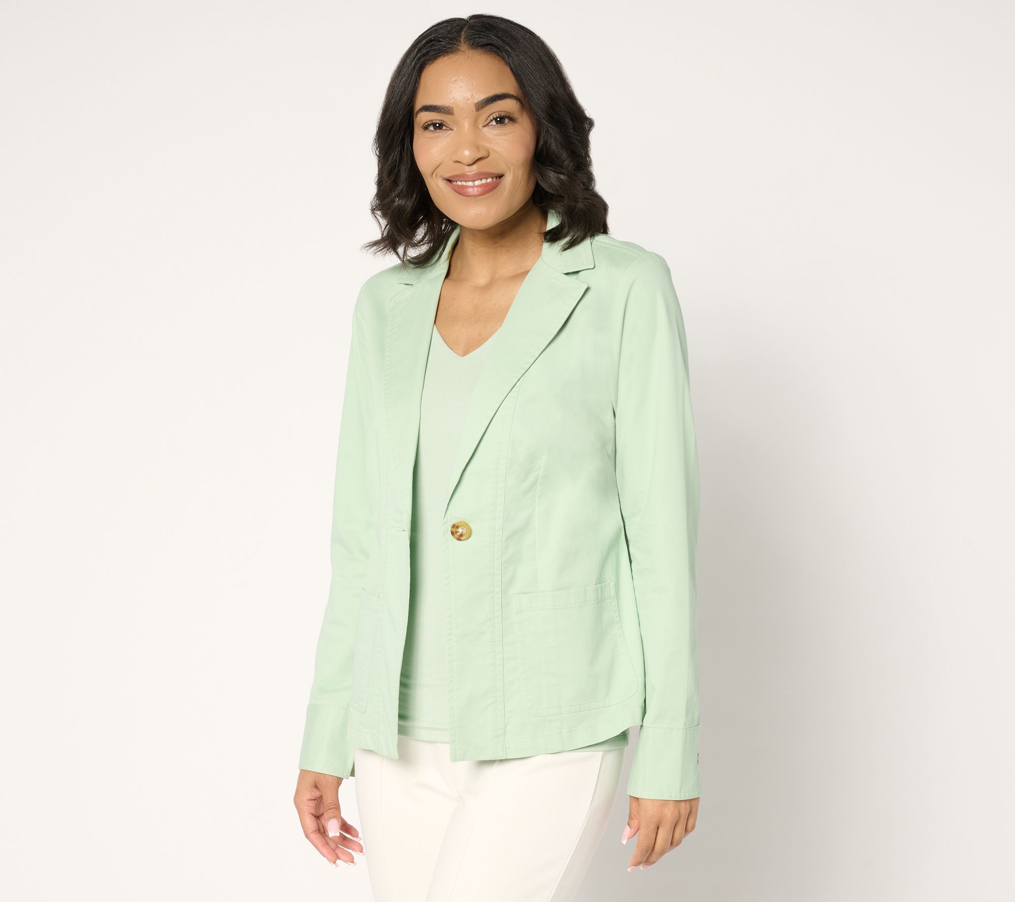"As Is" Joan Rivers Regular Signature Twill Cinched Back Blazer