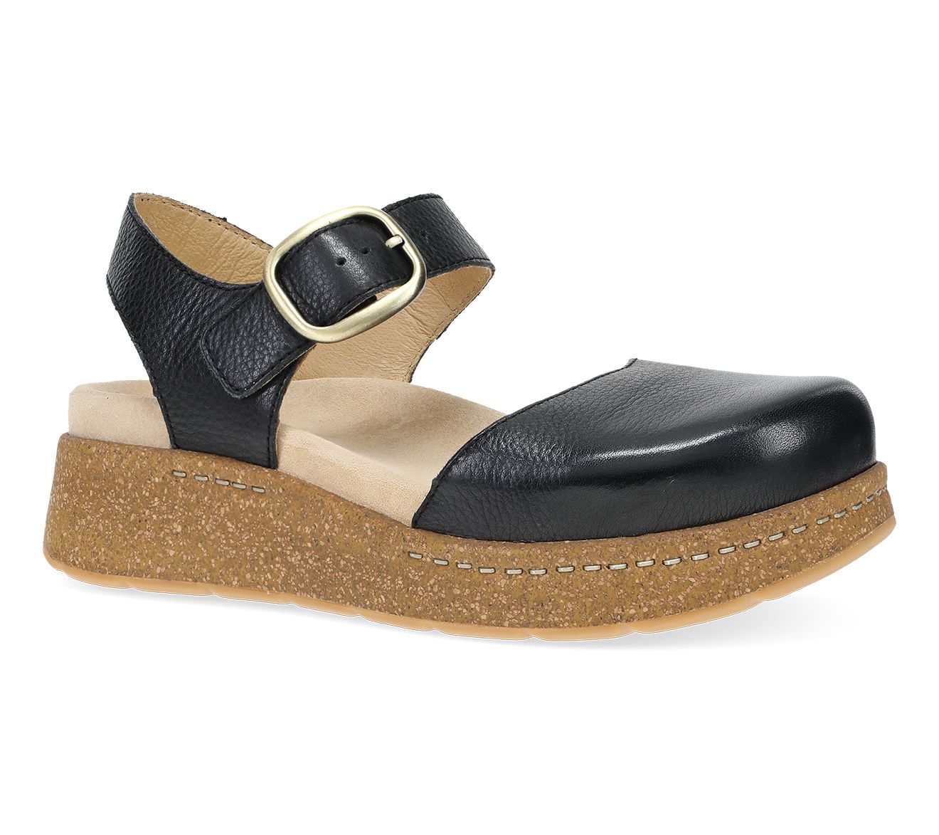 Dansko Brynlee Black Waxy Milled Leather Sandal