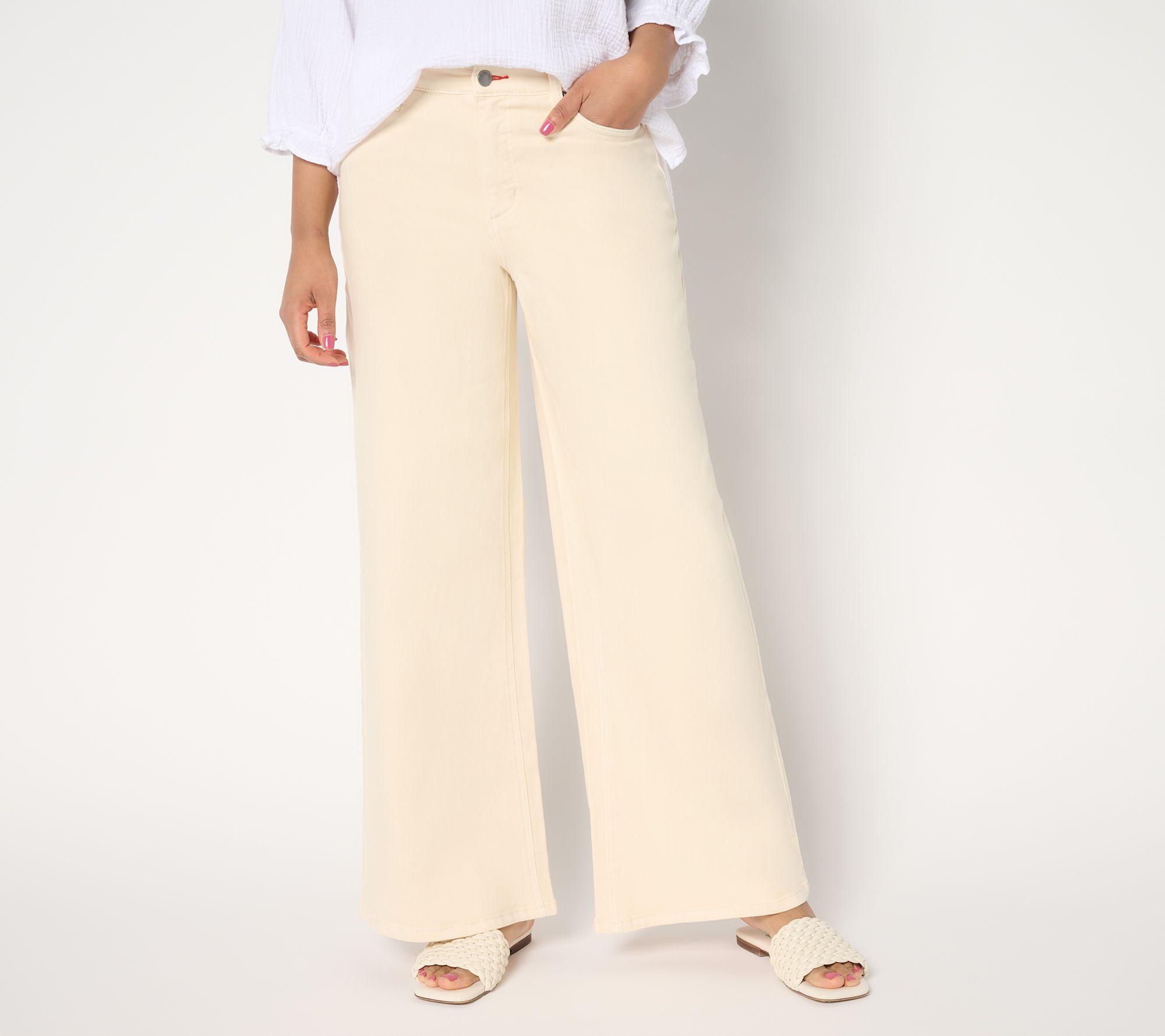 "As Is" Peace Love World Regular Wide Leg Linen Denim Pant