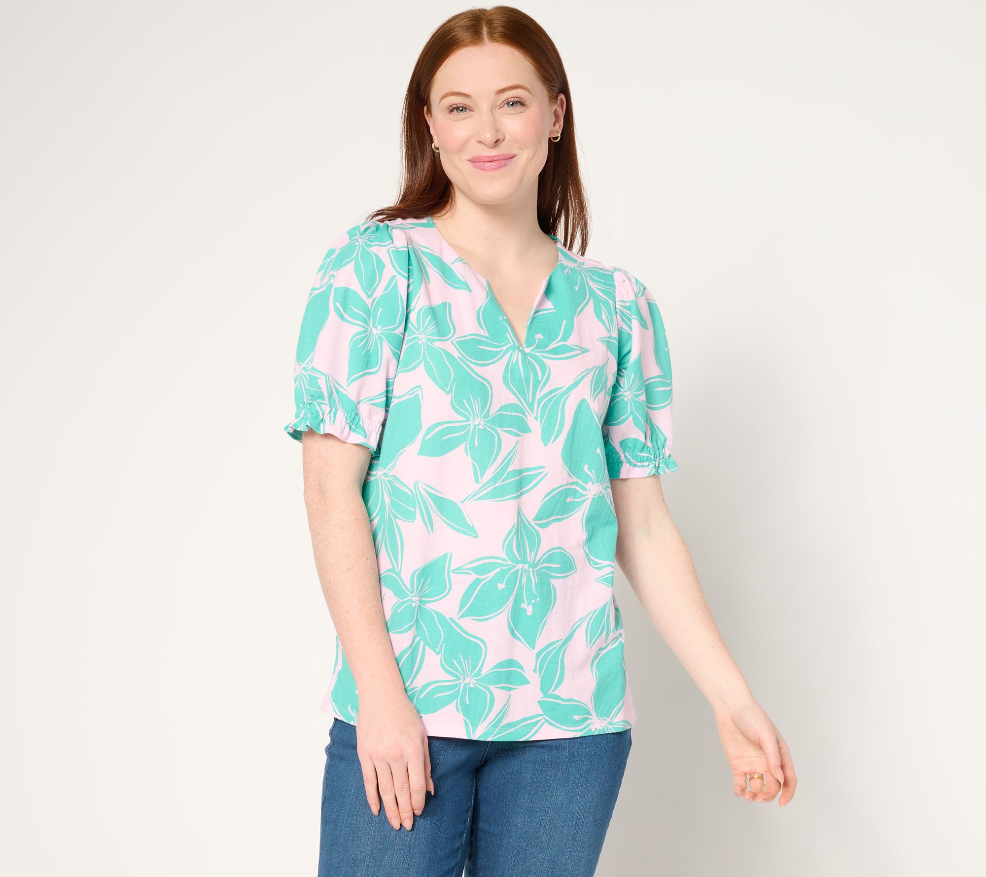 "As Is" Belle Beach by Kim Gravel Cabana Knit Hibiscus Top