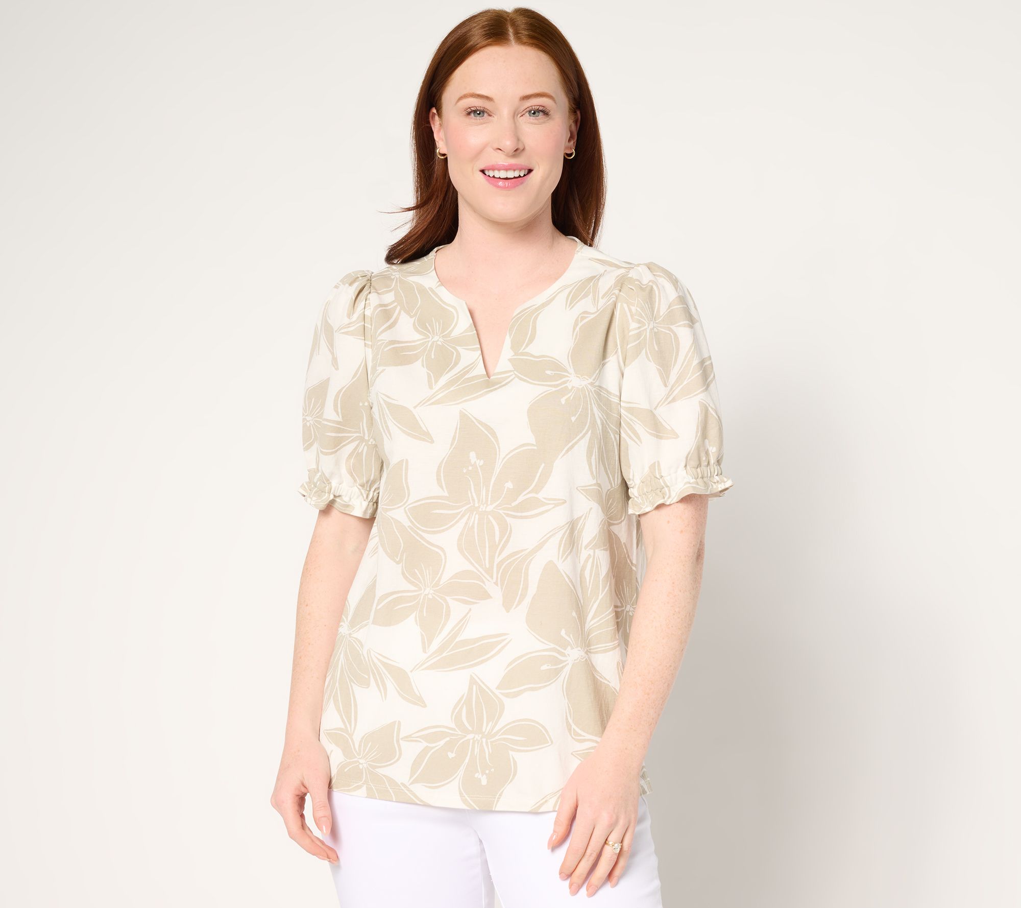 "As Is" Belle Beach by Kim Gravel Cabana Knit Hibiscus Top