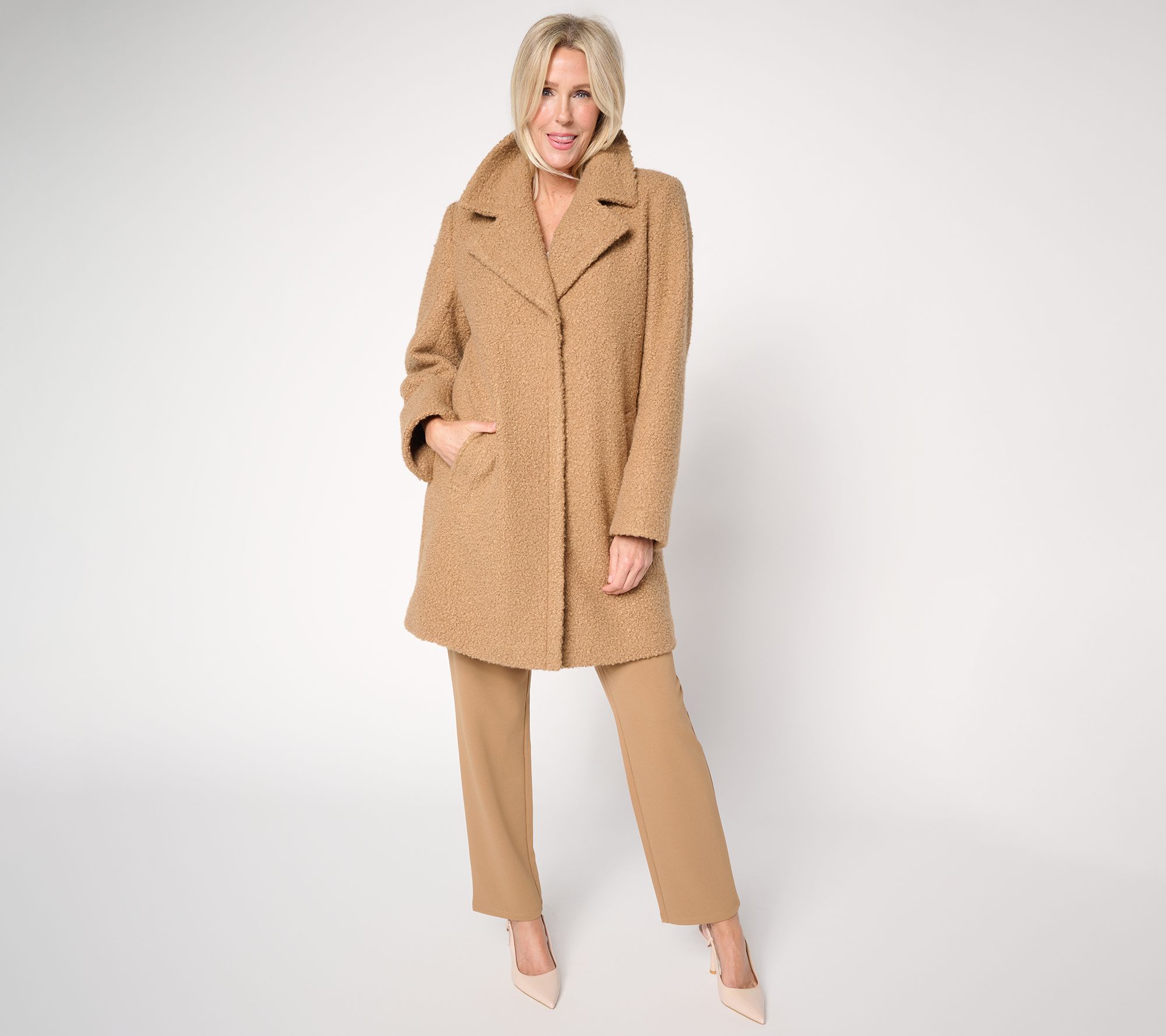 Dennis Basso Petite Everyday Teddy Coat with Snaps