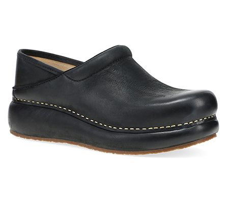 Dansko Platform Pro Black Burnished Nubuck Leather Clog