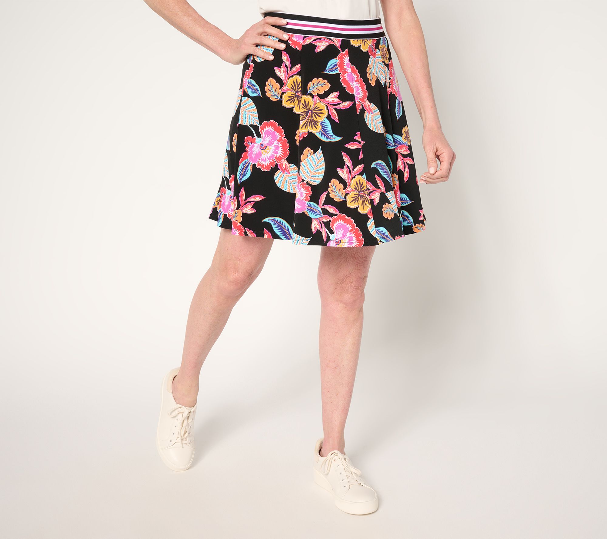 "As Is" Susan Graver Courtside Soc. Petite Liquid Knit Skort