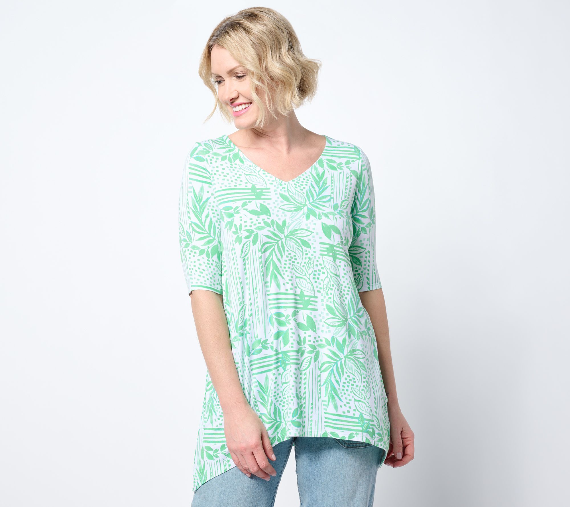 "As Is" Belle by Kim Gravel Rayon Spandex Paradise Elbow Sleeve Tunic
