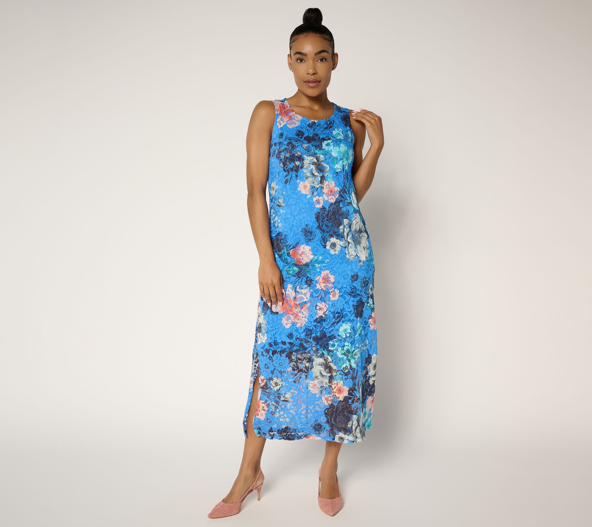 "As Is" Attitudes by Renee Petite Printed Lace Midi Dress