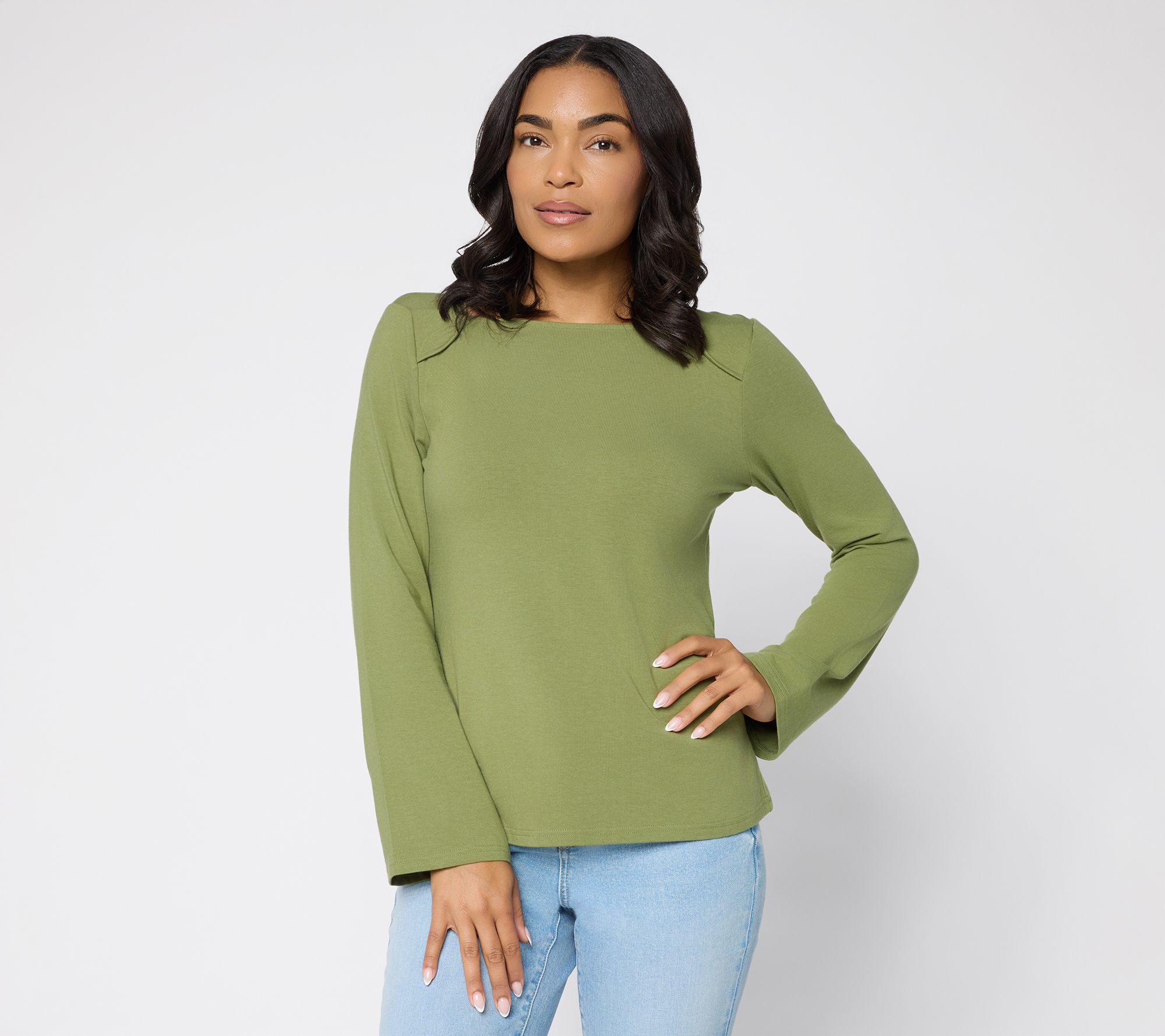 Me by Jennie Garth Envelope Neck Long Sleeve Knit Top