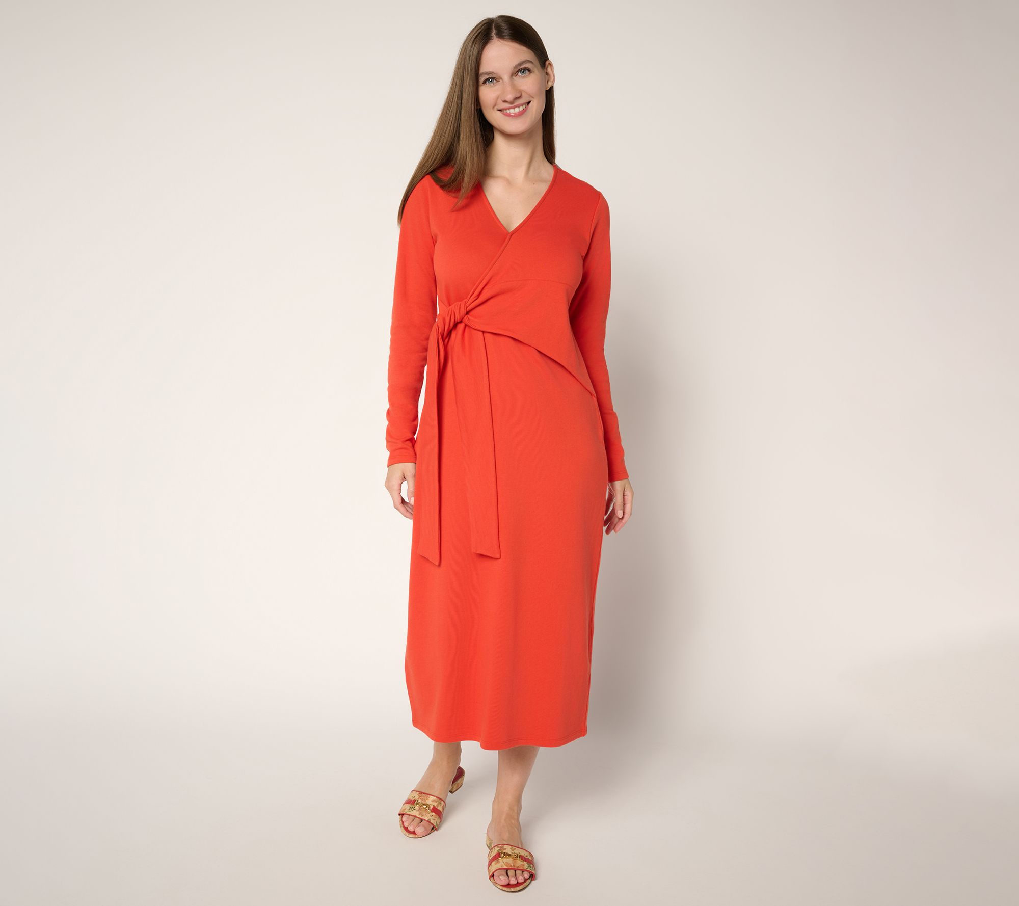 "As Is" Peace Love World Reg French Terry Tie Waist Dress