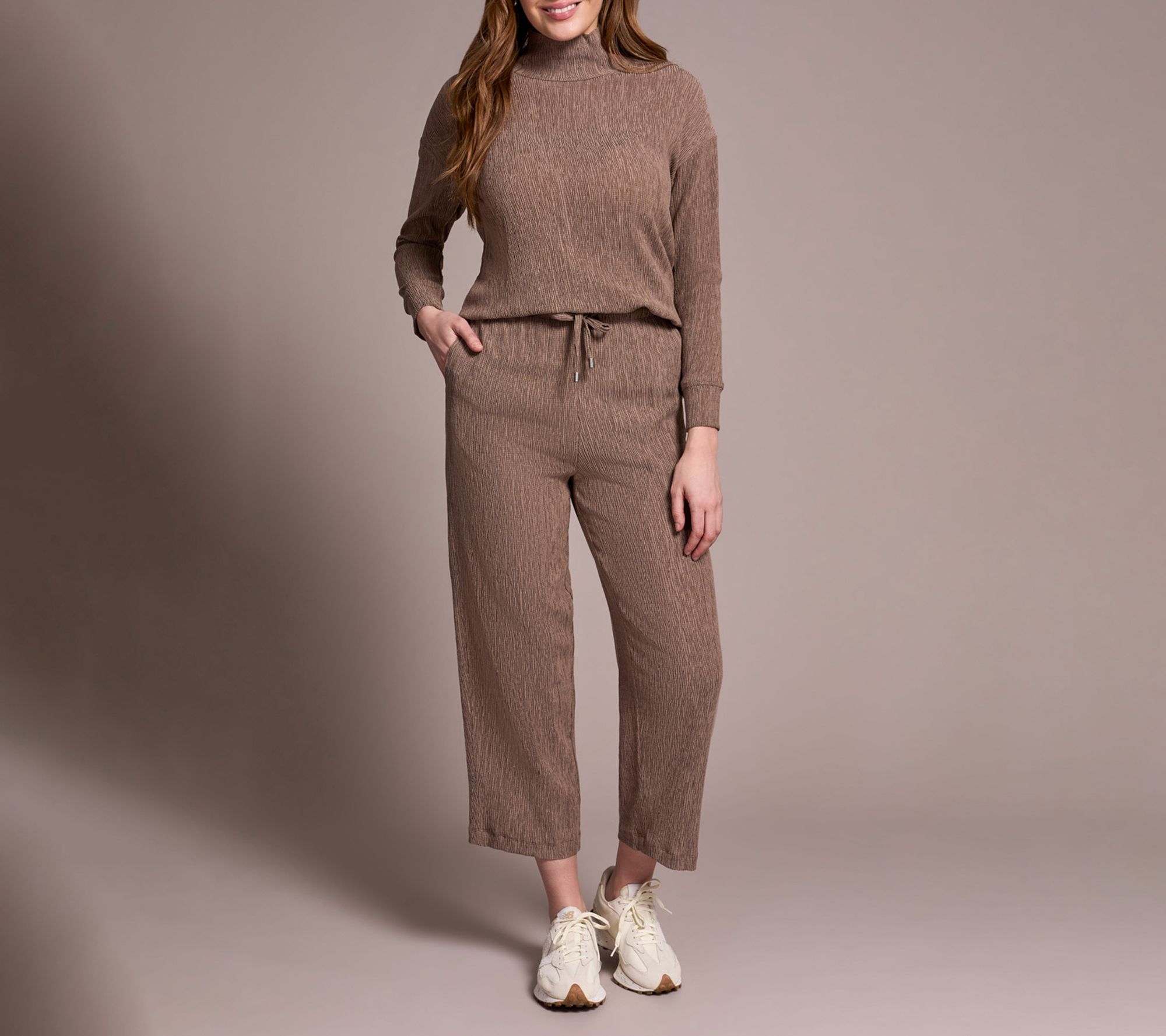 Tribal Two-Tone Crinkle Knit Pull-On Barrel Pant