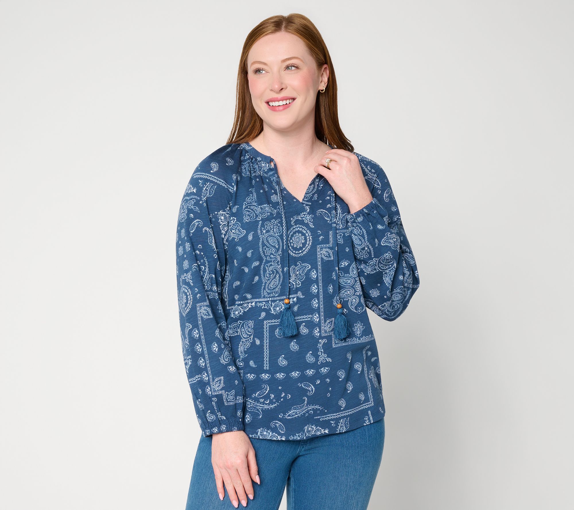 Belle Boho by Kim Gravel Slub Knit Bandana Ranch Top - A731502