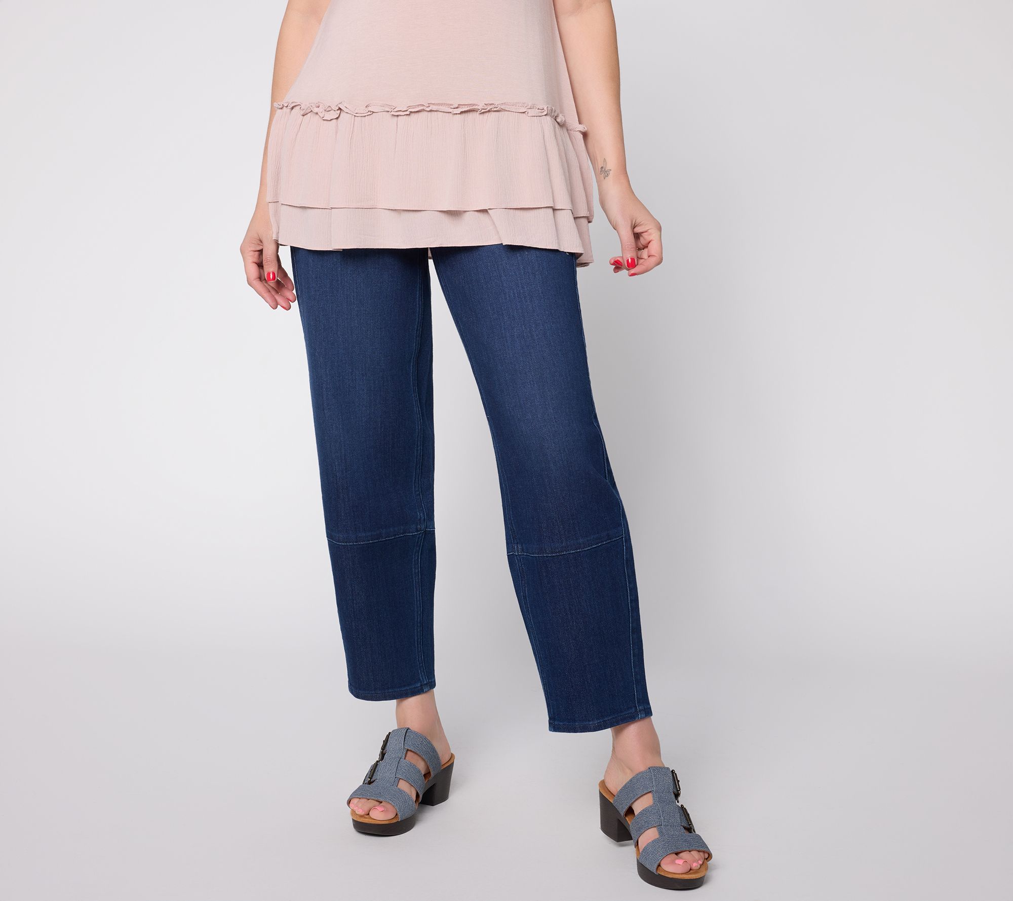 LOGO by Lori Goldstein Petite_Indigo Pull on Tapered Ankle Jeans