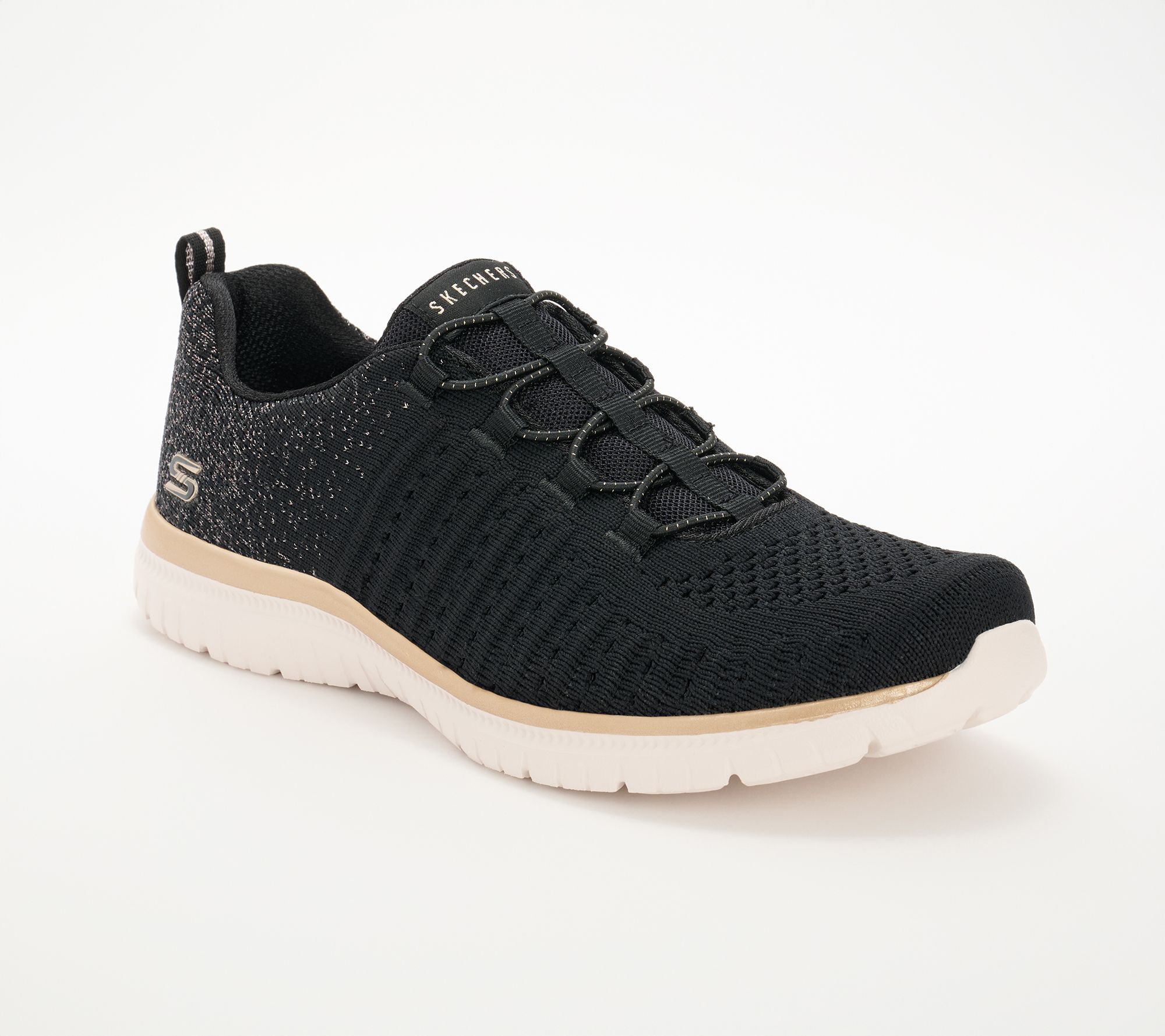 "As Is" Skechers Virtue Vegan Washable Knit Bungee Sneakers-Lucent