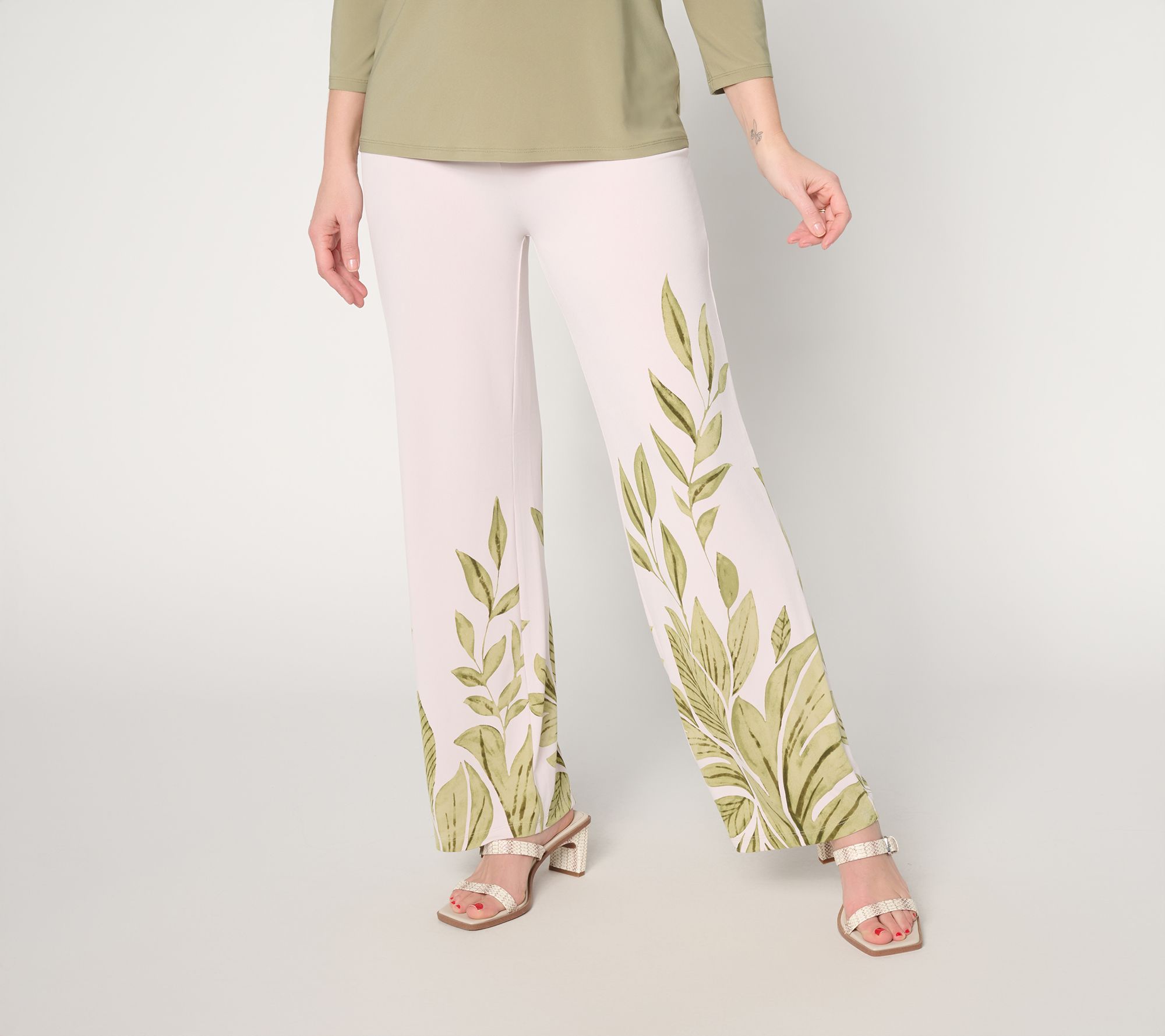 "As Is" Dennis Basso Pet Tropical Print Italia Knit Wide Leg Pants