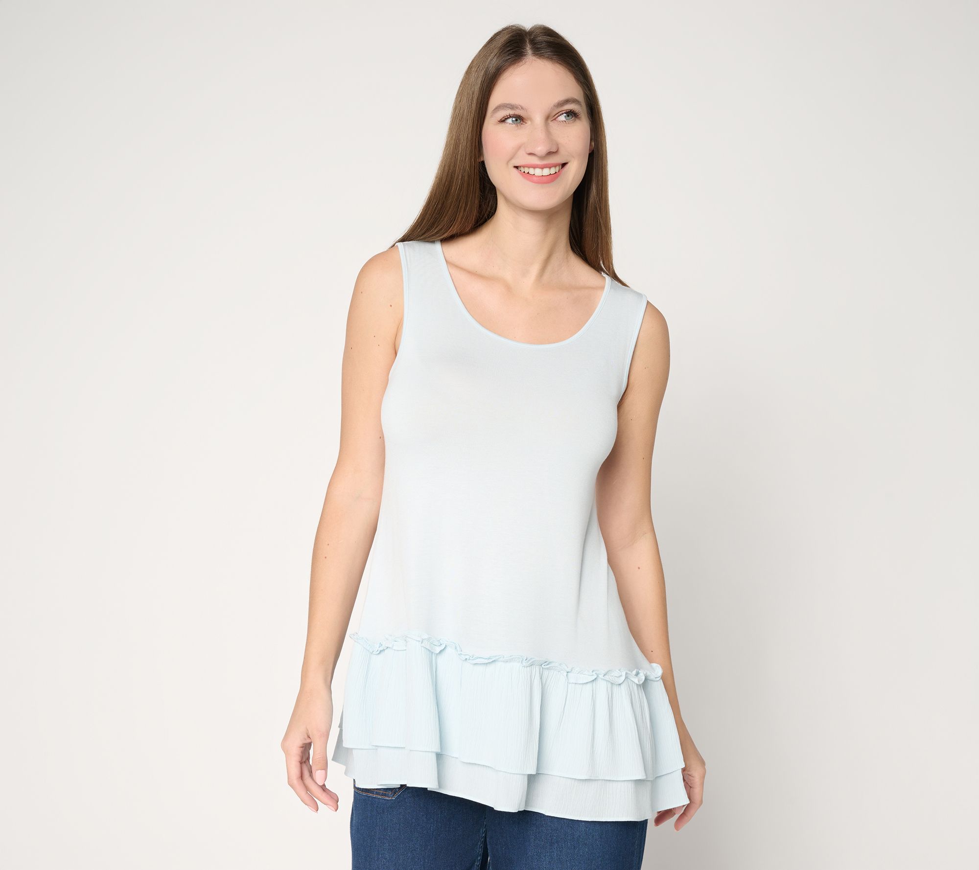 "As Is" LOGO Layers by Lori Goldstein Textured Ruffle Hem Tank