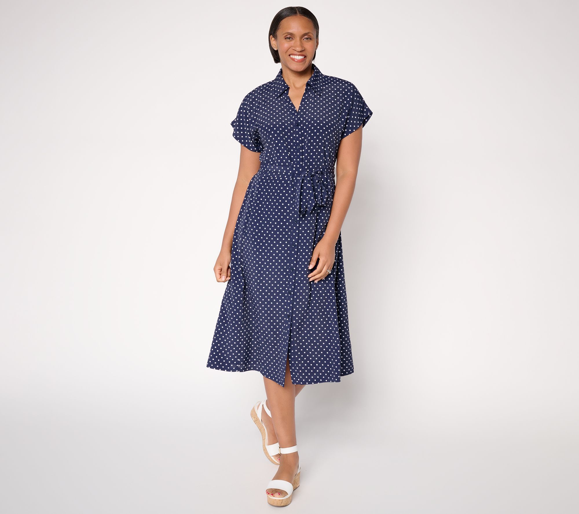 "As Is" Dennis Basso Regular Printed Button Front Shirt Dress