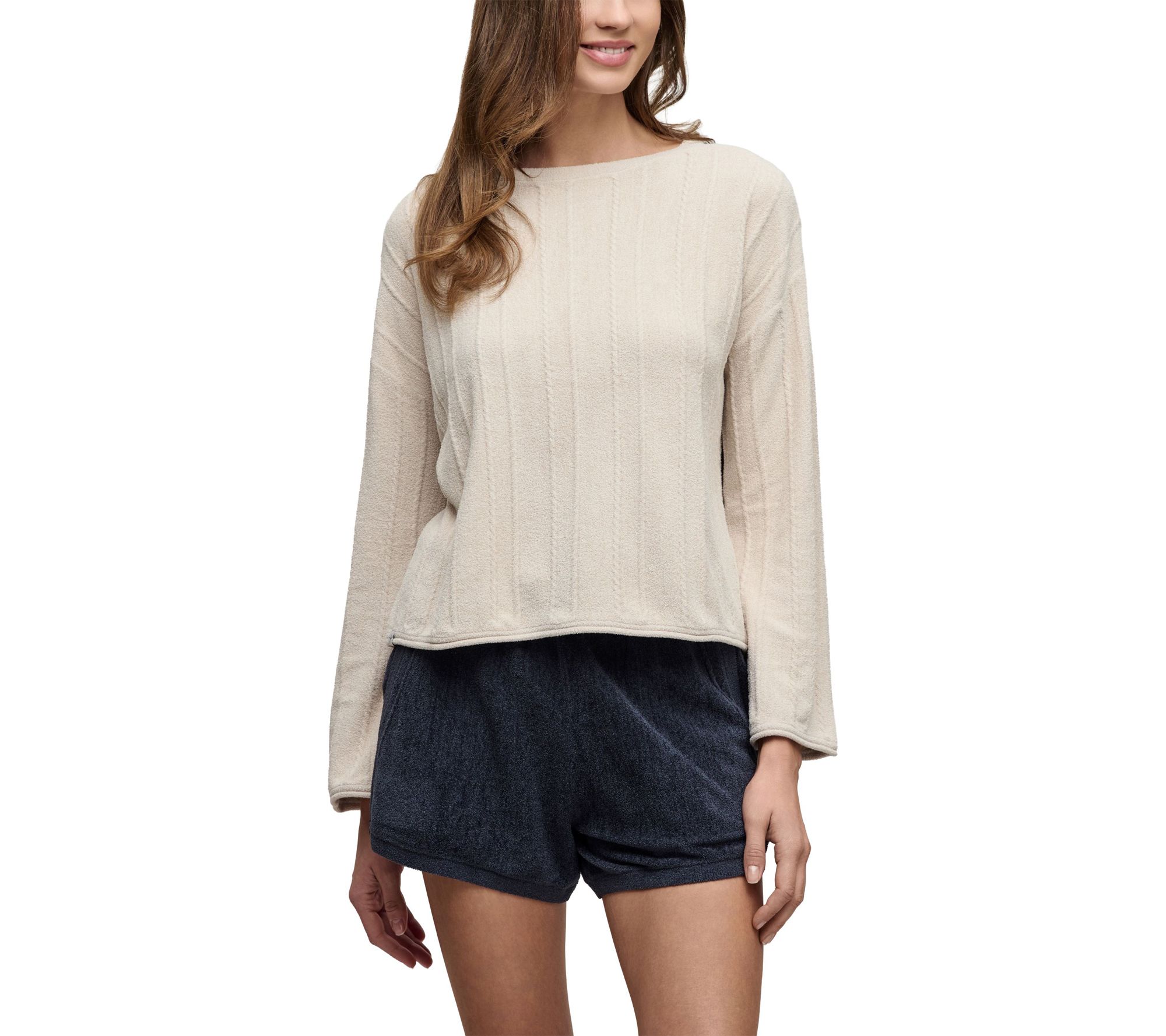 Barefoot Dreams CC Ultra Lite Rope Stripe Boatneck Pullover