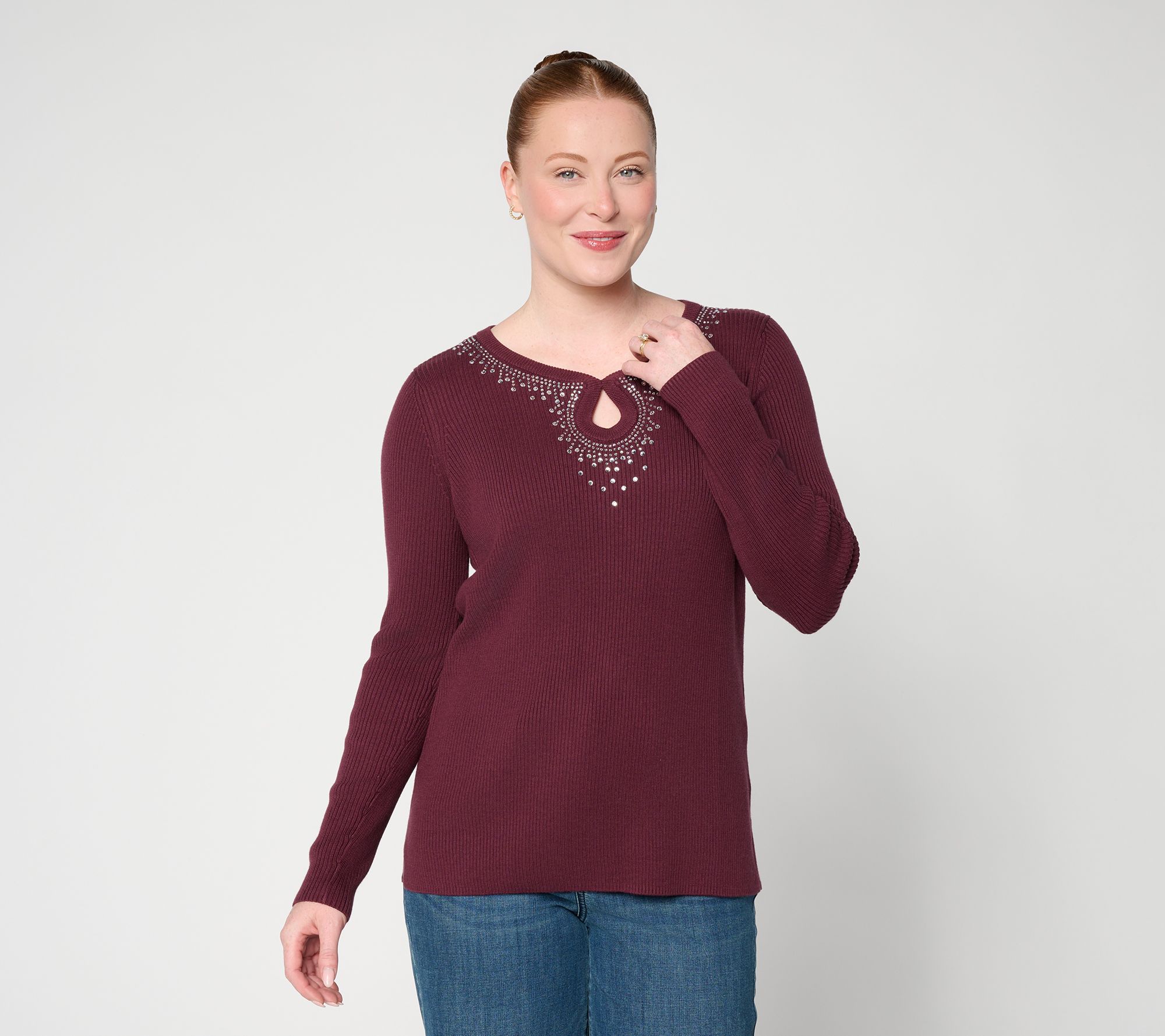 Jingle Belles by Kim Gravel Luxe Keyhole Ribbed Sweater