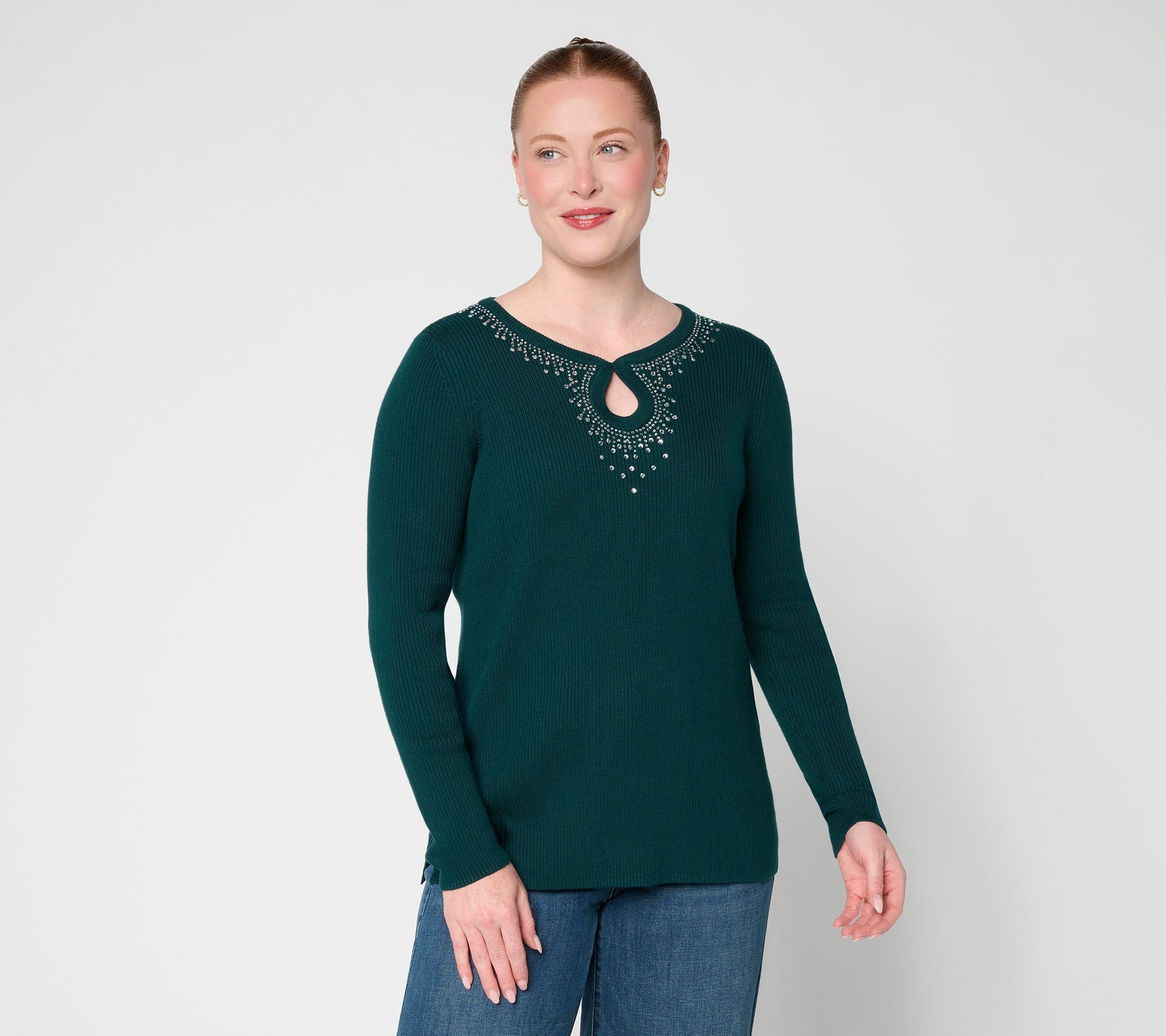 Jingle Belles by Kim Gravel Luxe Keyhole Ribbed Sweater