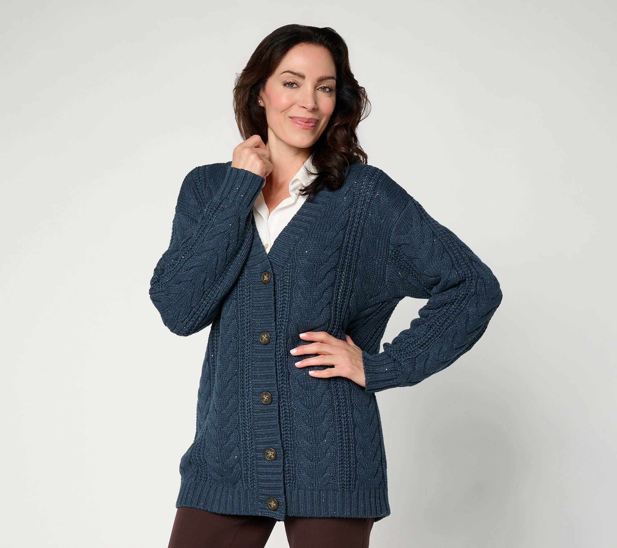 Martha Stewart Signature Butterfly Stitch Grandpa Cardigan | QVC