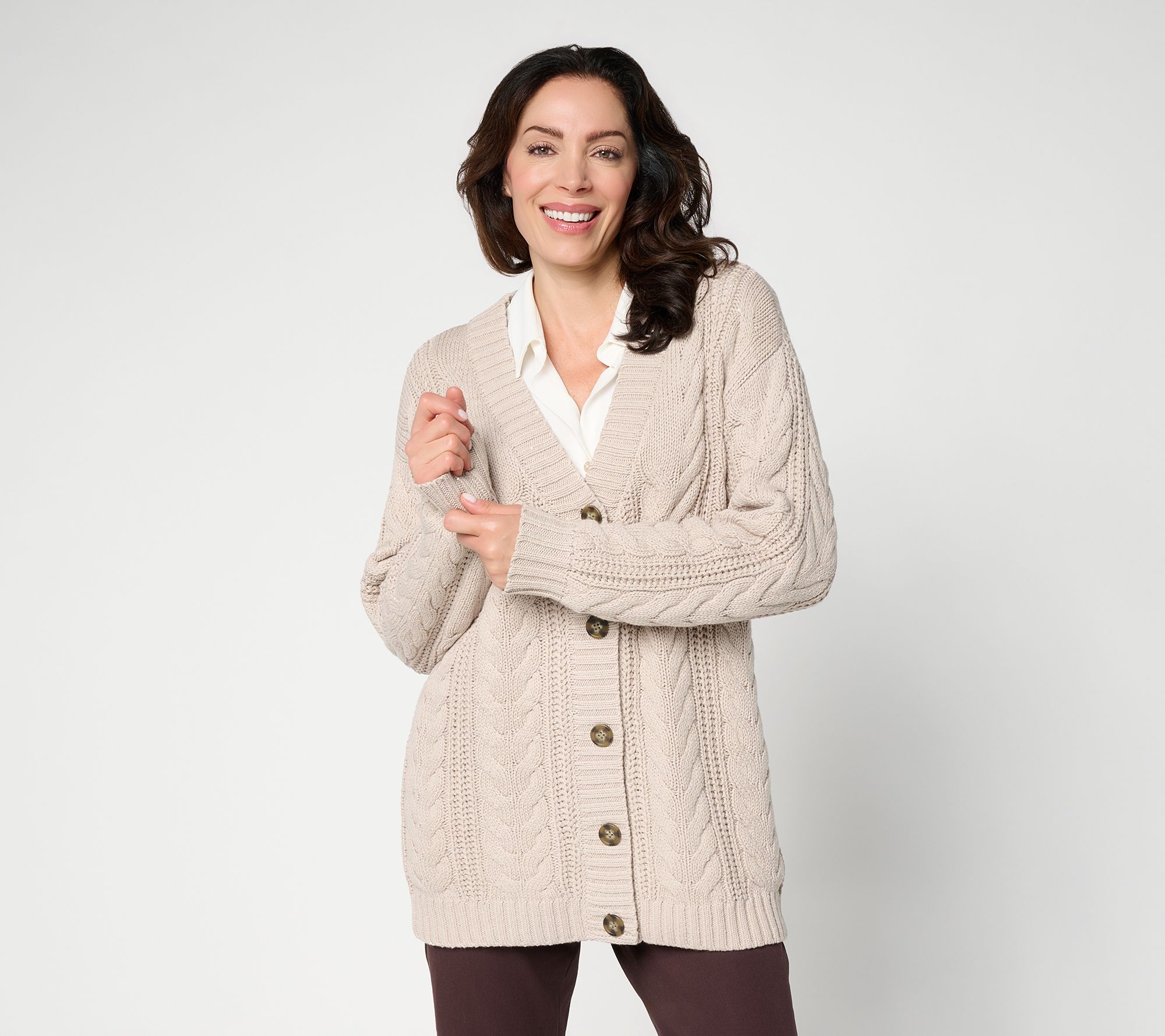 Martha Stewart Signature Butterfly Stitch Grandpa Cardigan | QVC