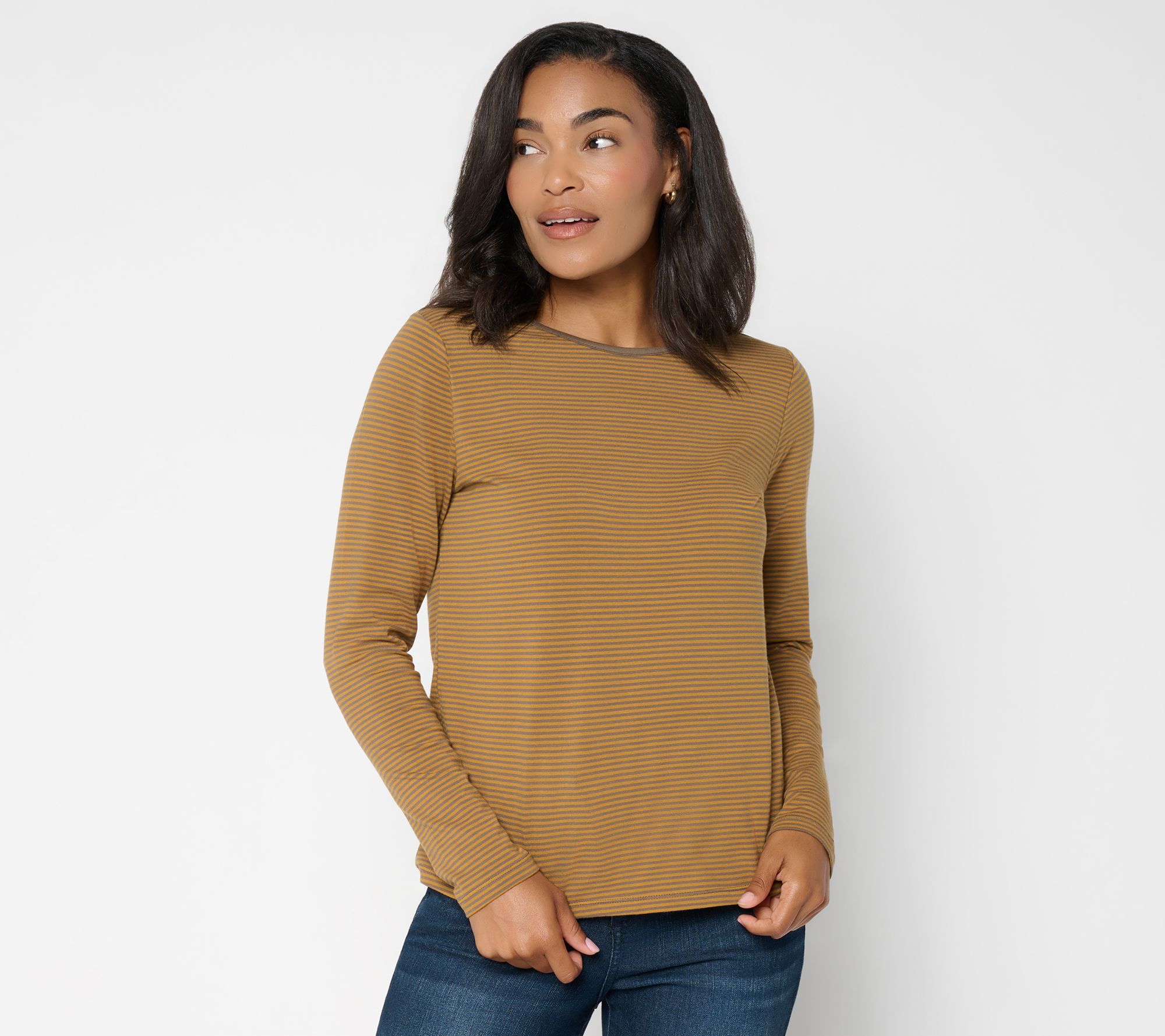  Me by Jennie Garth Jersey Long Sleeve Striped Top