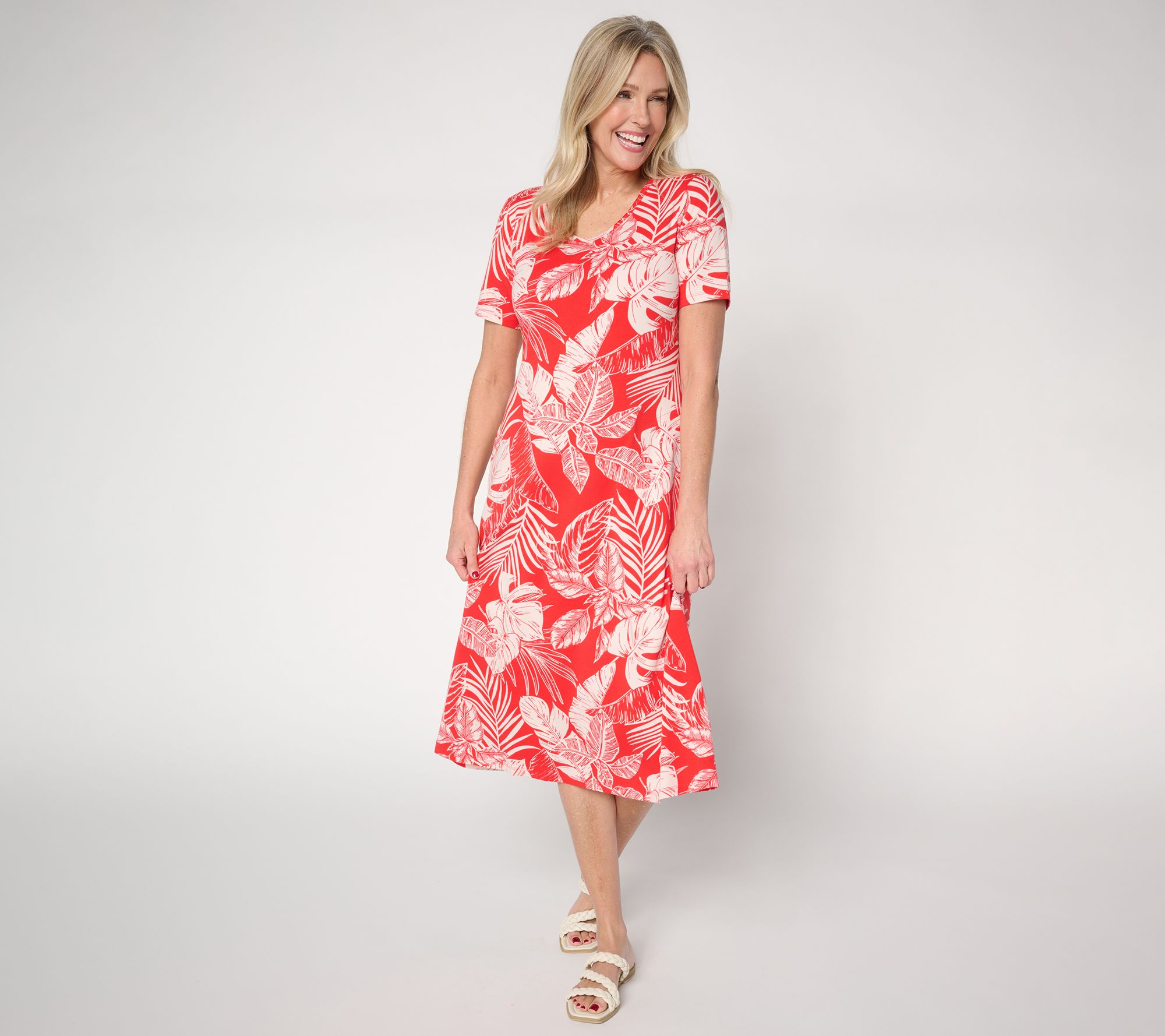 "As Is" Denim & Co. Beach Jersey Regular Midi Dress with Pockets