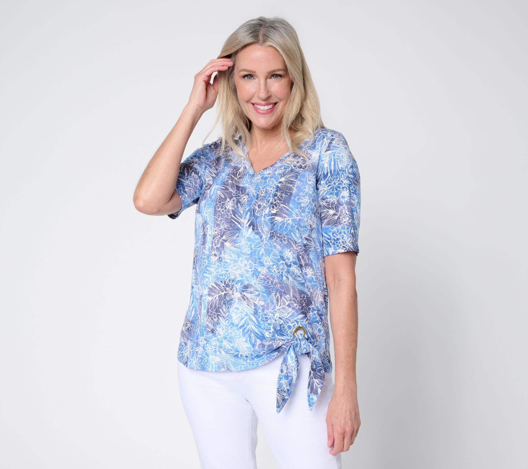 "As Is" Belle by Kim Gravel Tropic Tide Gold Grommet Side Tie Top