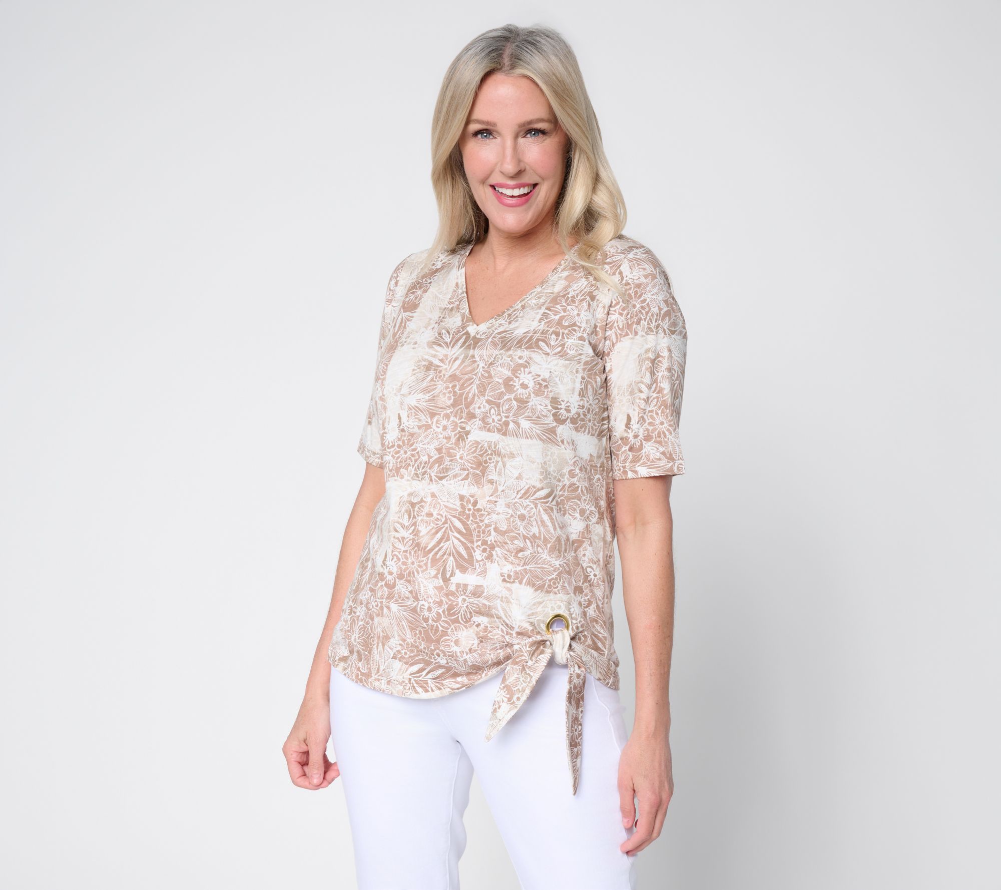 "As Is" Belle by Kim Gravel Tropic Tide Gold Grommet Side Tie Top