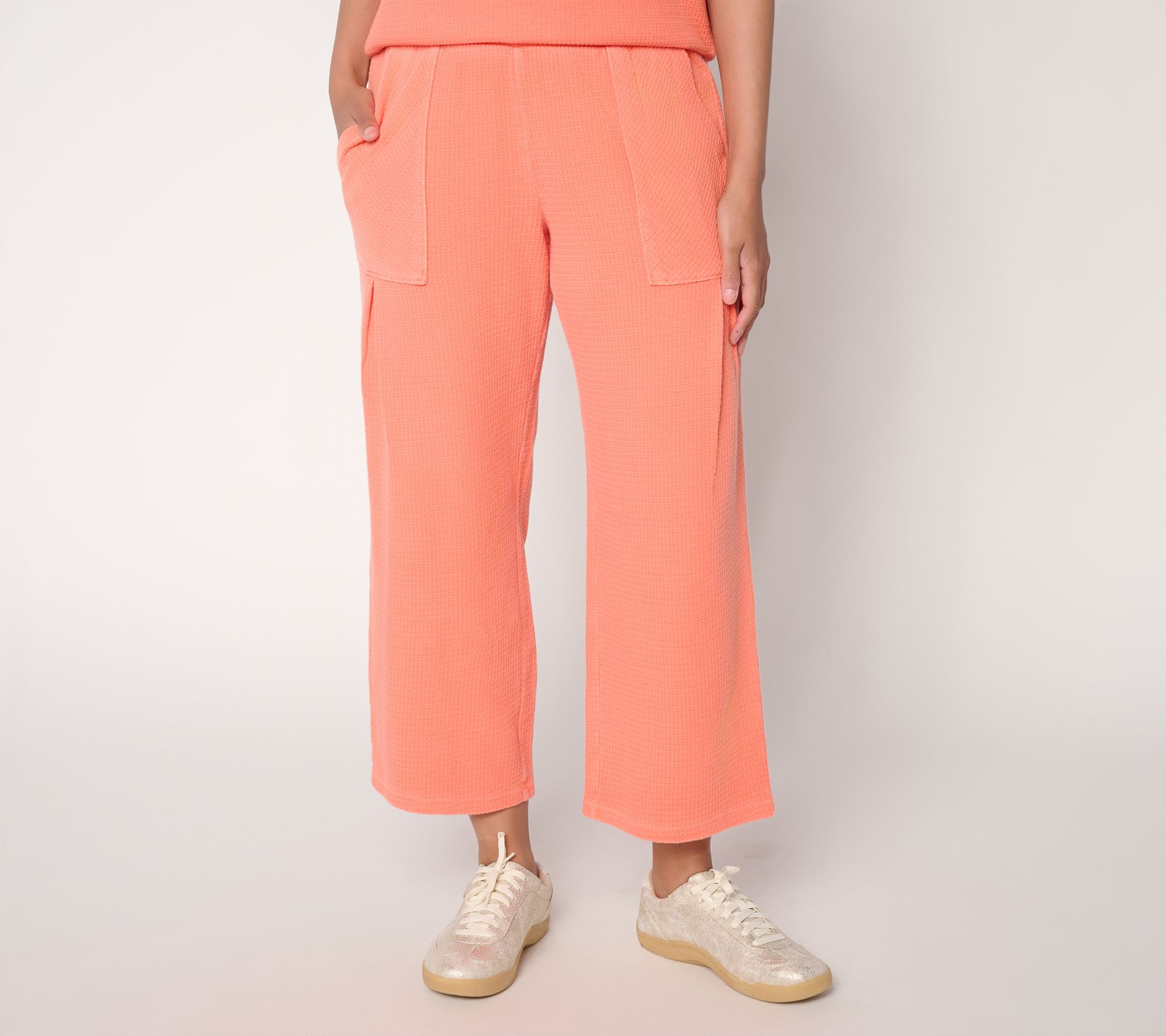 "As Is" AnyBody Regular Washed Waffle Cropped Pant