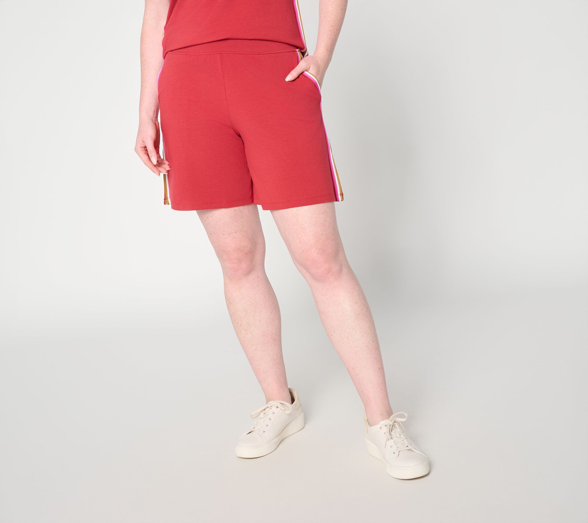 "As Is" Cuddl Duds Cottonwear + Short with Tape Trim