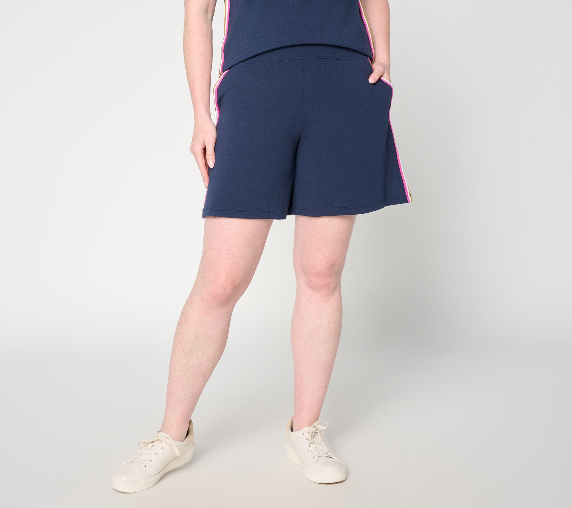 "As Is" Cuddl Duds Cottonwear + Short with Tape Trim