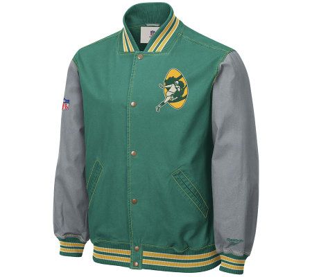 NFL Green Bay Packers Throwback Canvas Jacket — QVC.com