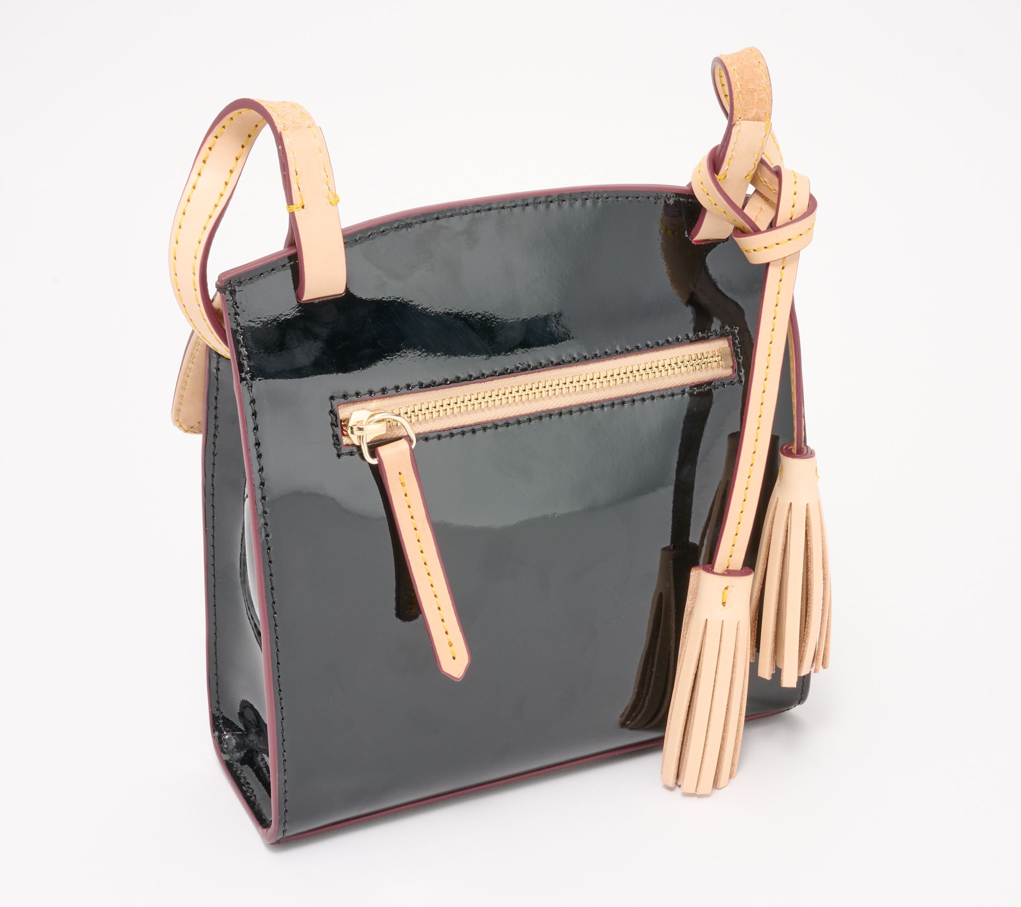 NEW Dooney & Bourke Dark Pink Taupe Logo Tackle Shoulder Bag Purse  Handbag QVC