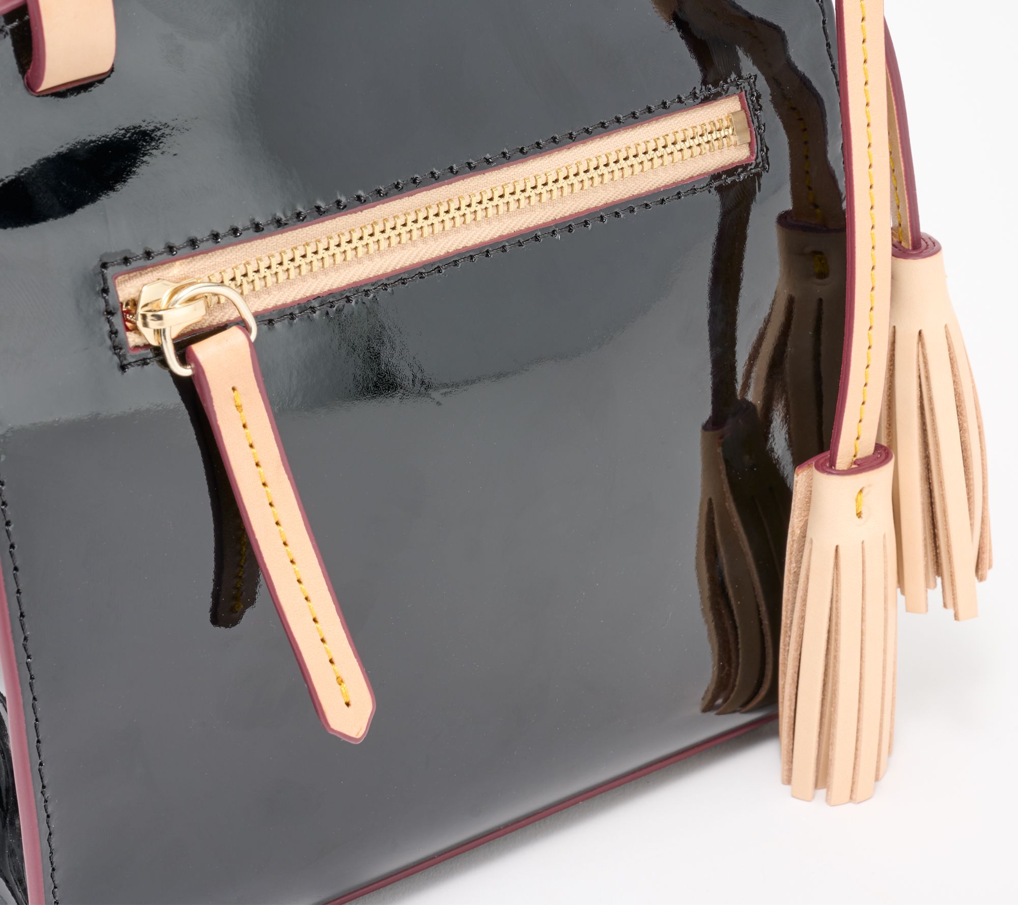 NEW Dooney & Bourke Dark Pink Taupe Logo Tackle Shoulder Bag Purse  Handbag QVC