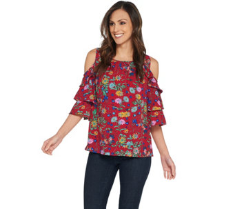 Linea by Louis Dell'Olio Wild Flower Cold Shoulder Top - A302603
