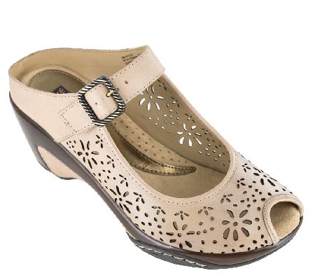 perforated leather mules